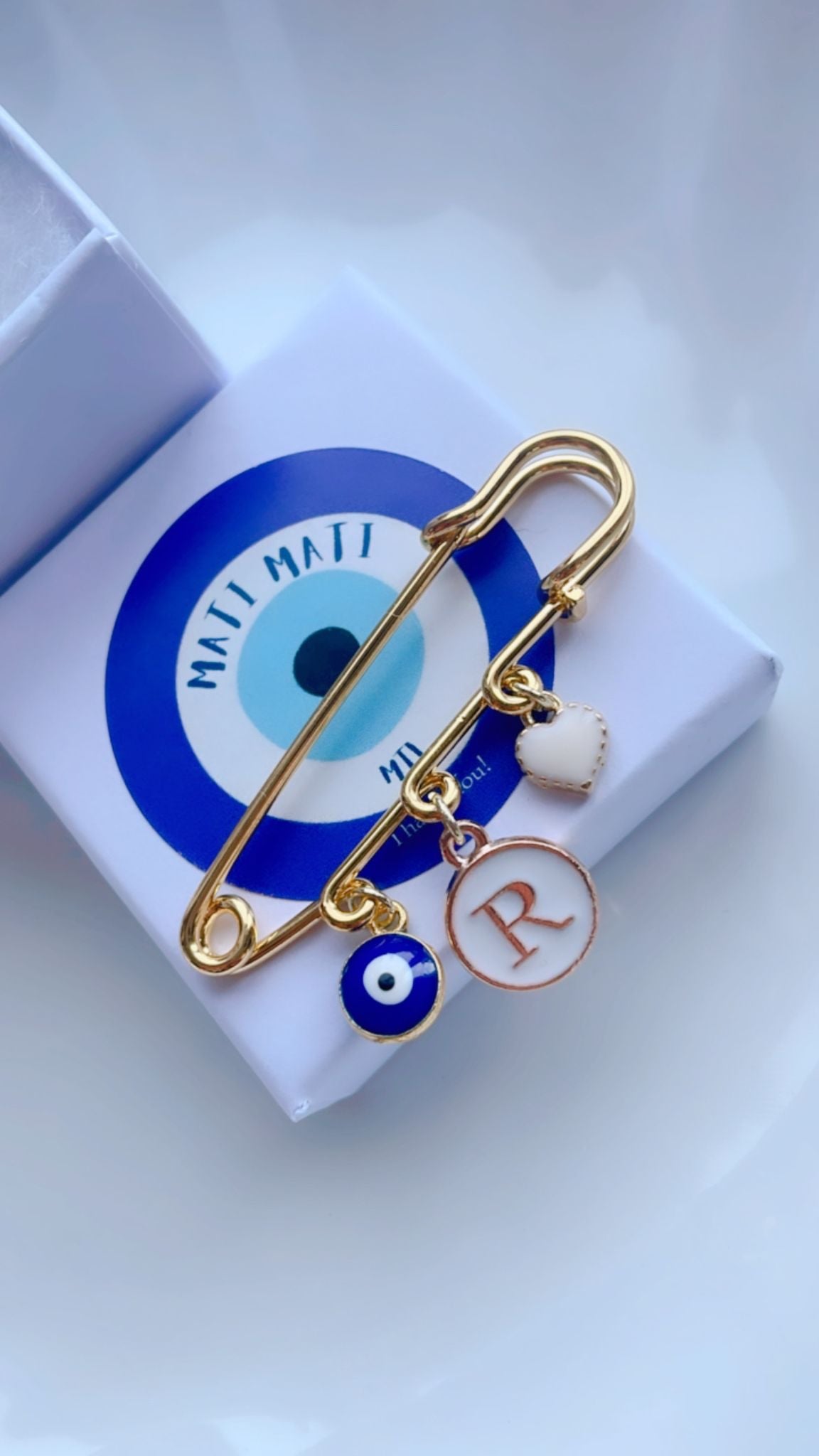 Heart + Mati Pin (Gold)