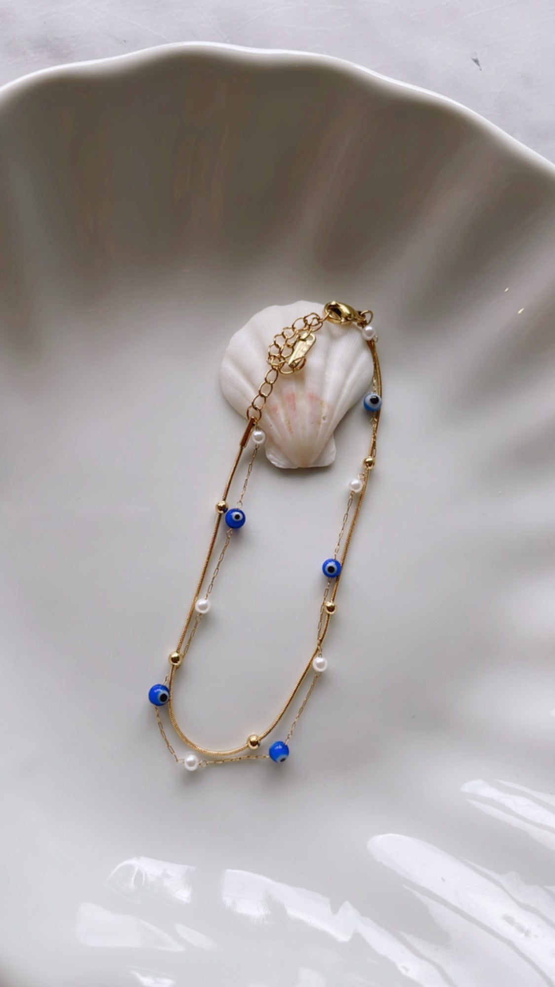Double Layer Evil Eye Anklet (Gold Color)