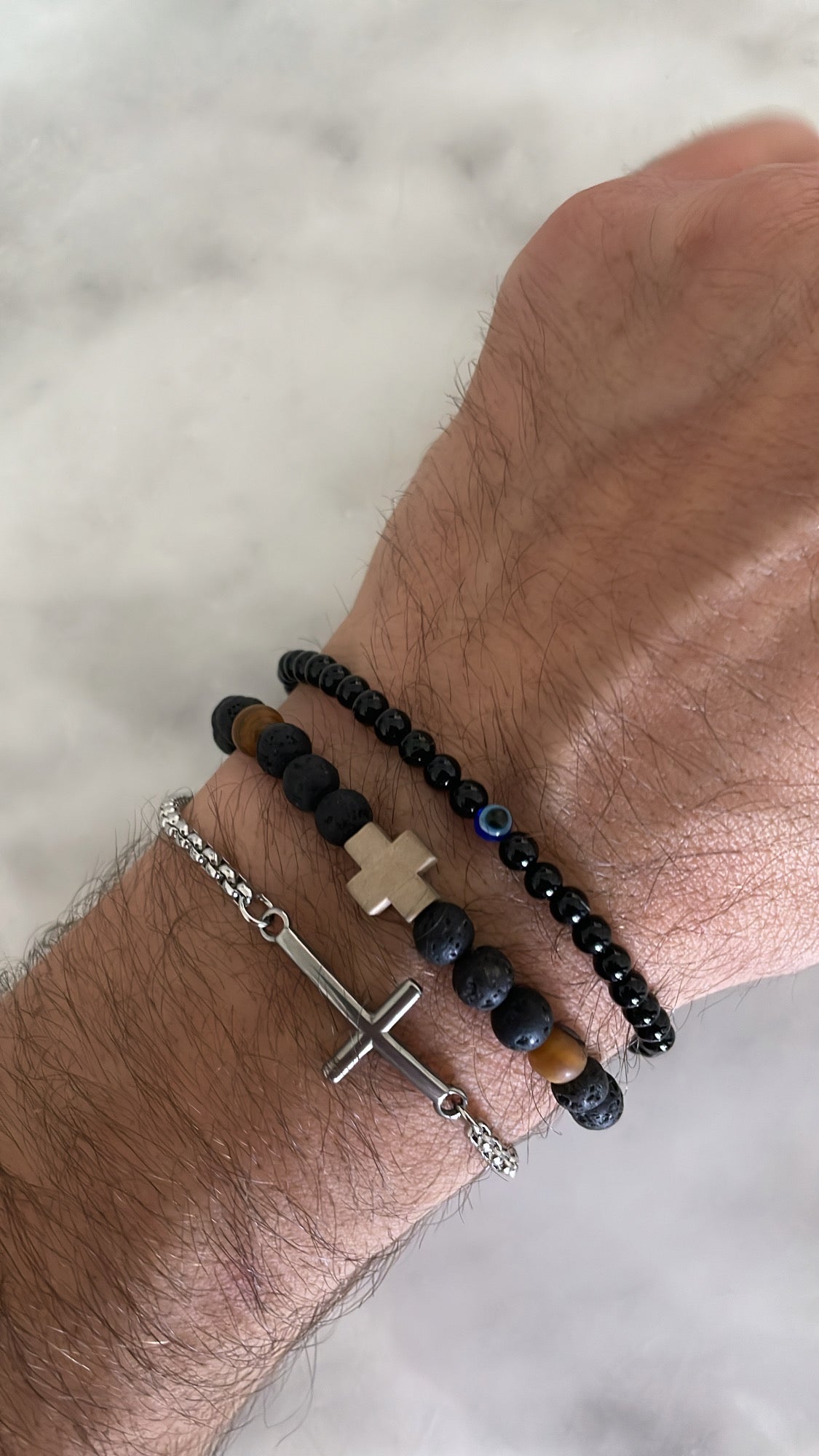 Stainless Steel Cross Bracelet (Men)