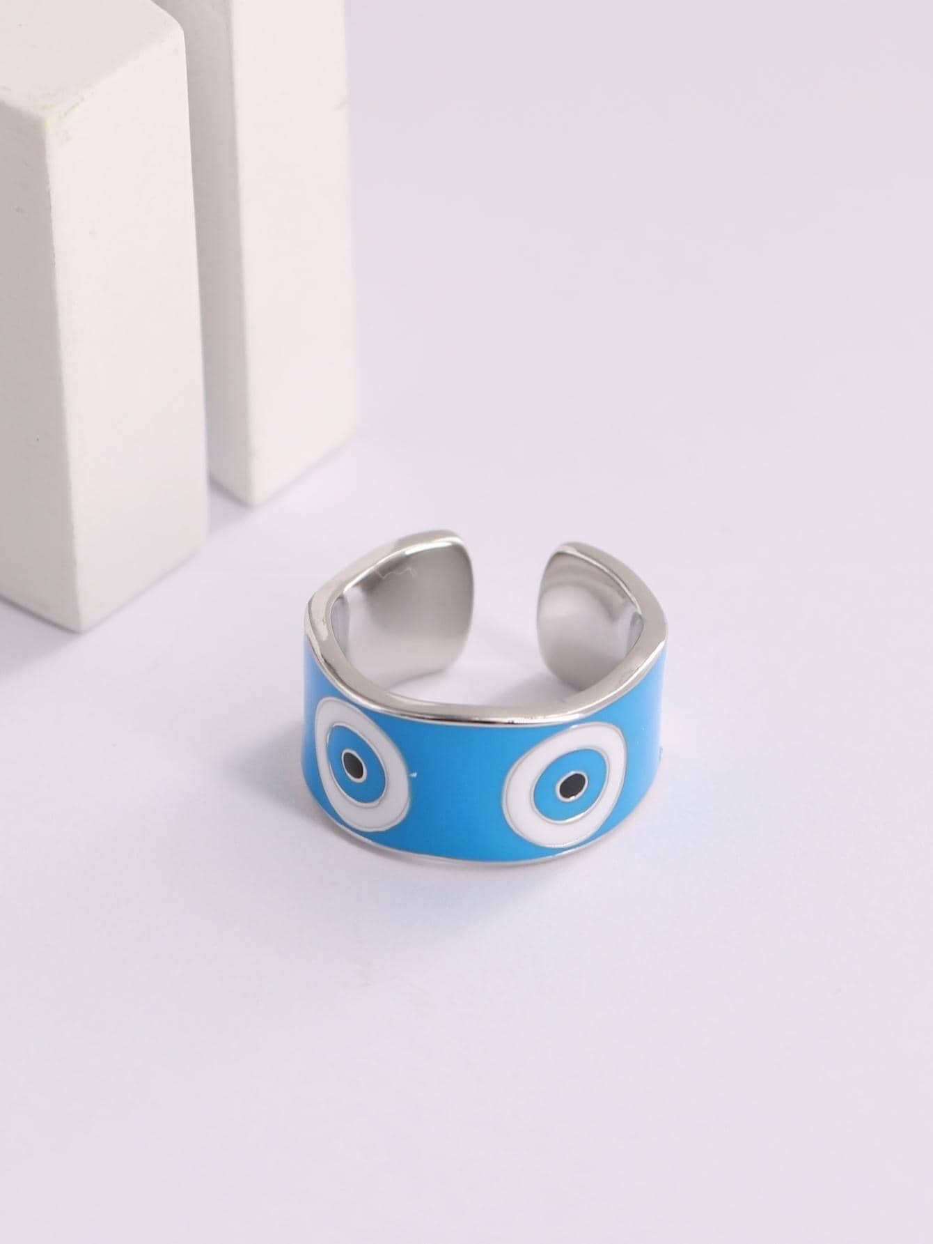 Chunky Evil Eye Ring (Silver Color)