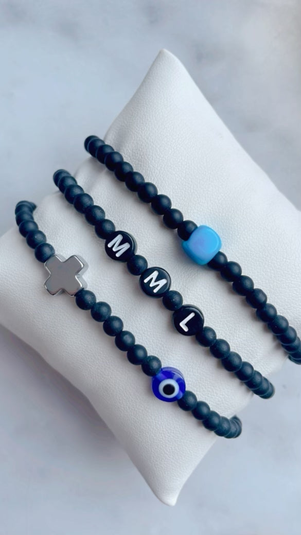 Initial Onyx Bracelet
