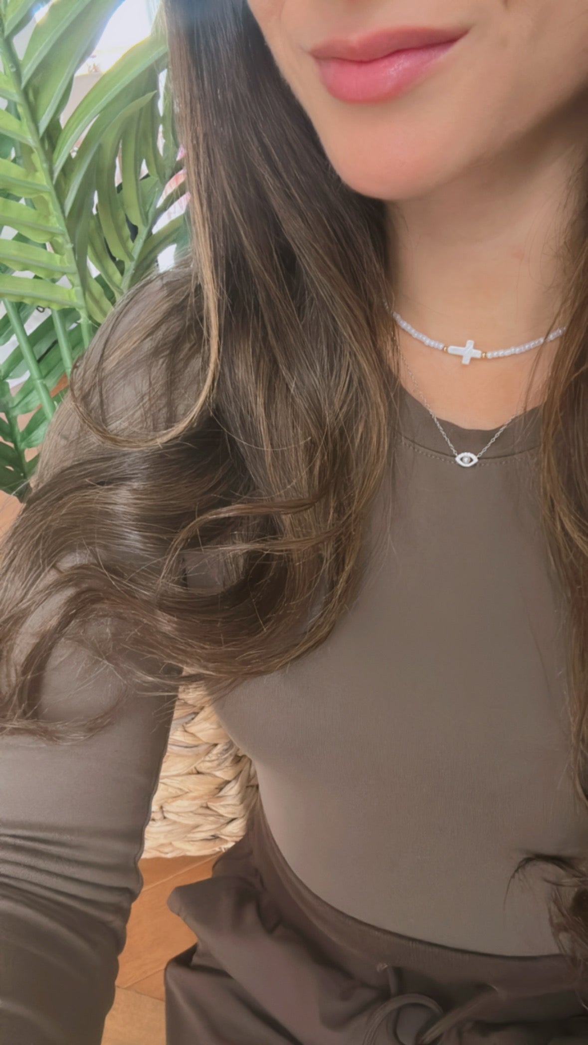 Cross Seed Bead Choker Necklace