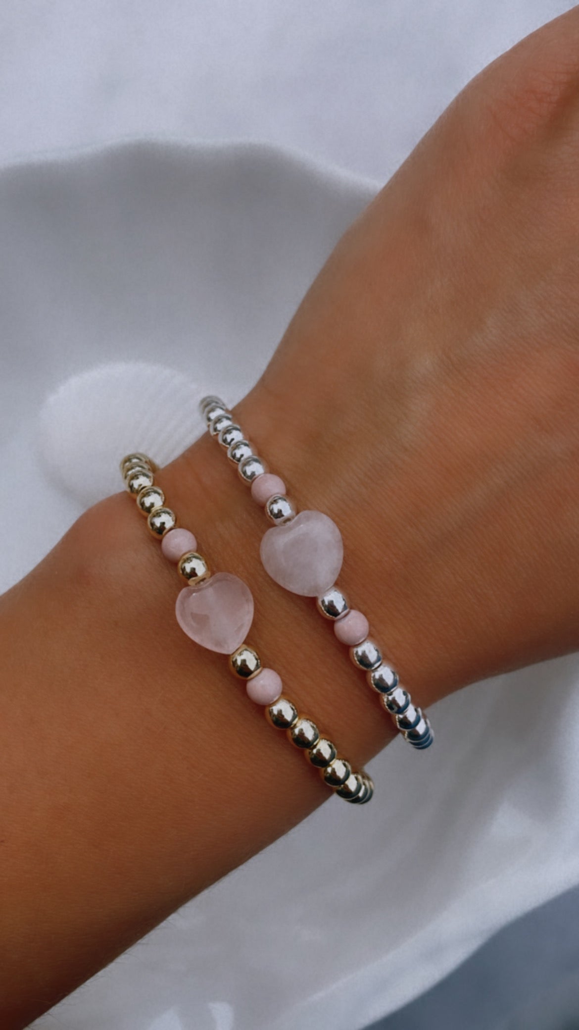 Rose Quartz Accent Heart Bracelet