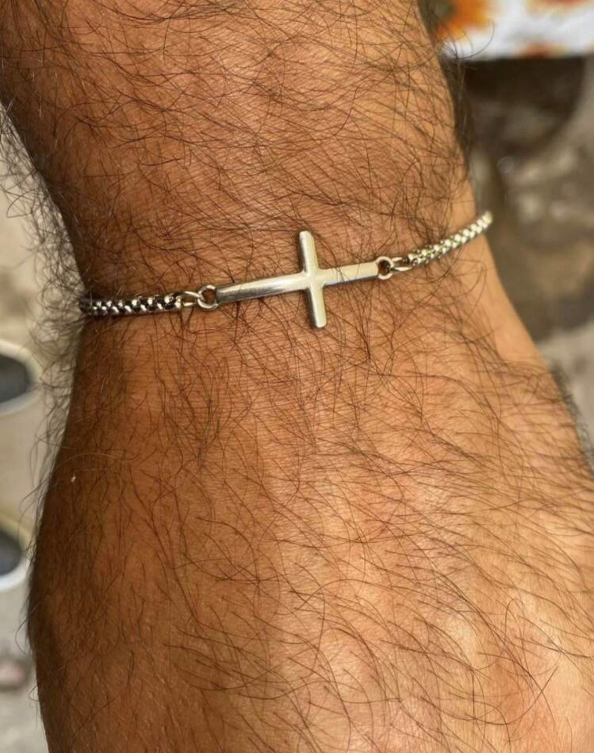 Stainless Steel Cross Bracelet (Men)