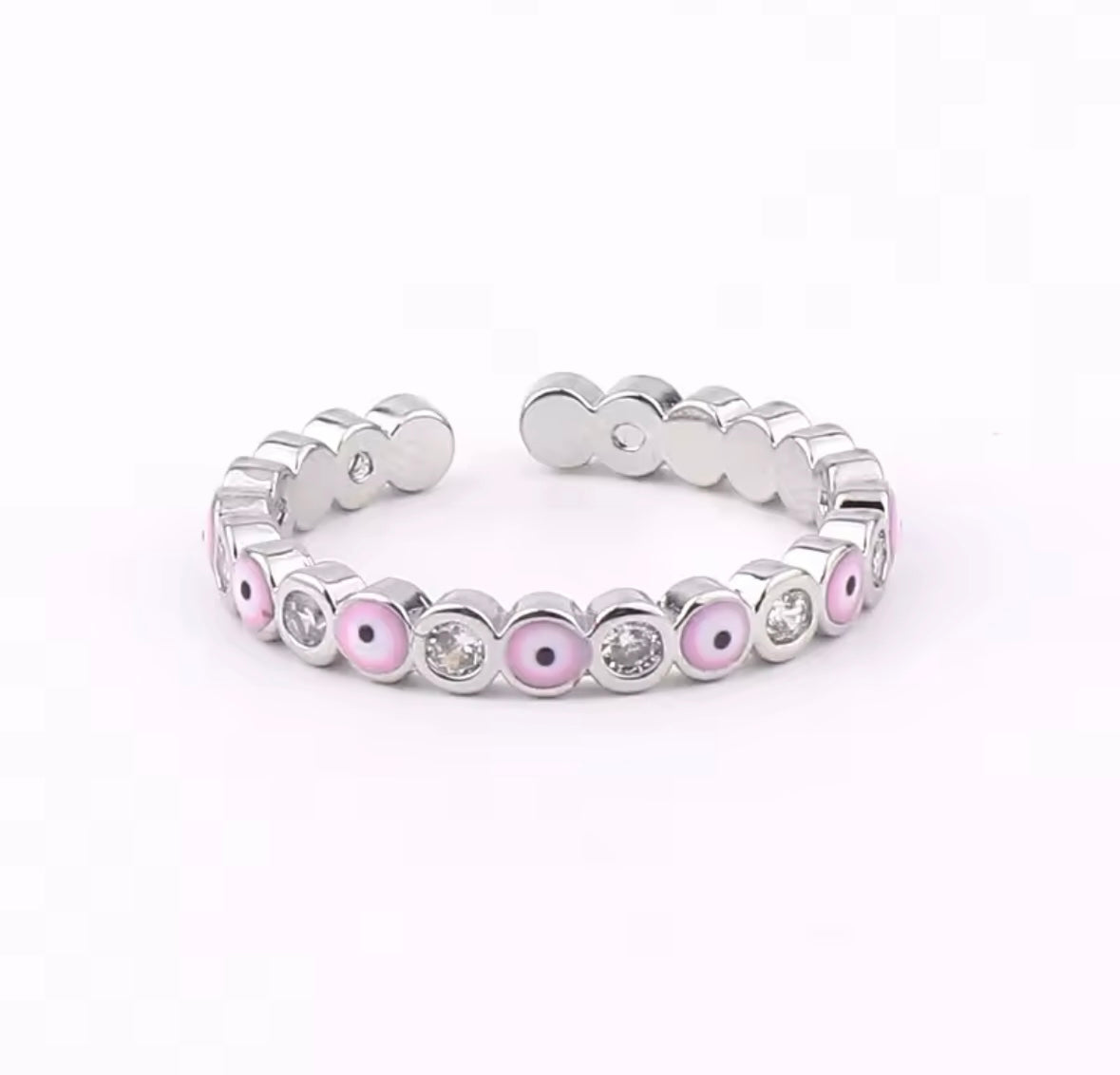 Mini Evil Eye Ring Pink (Gold or Silver Color)