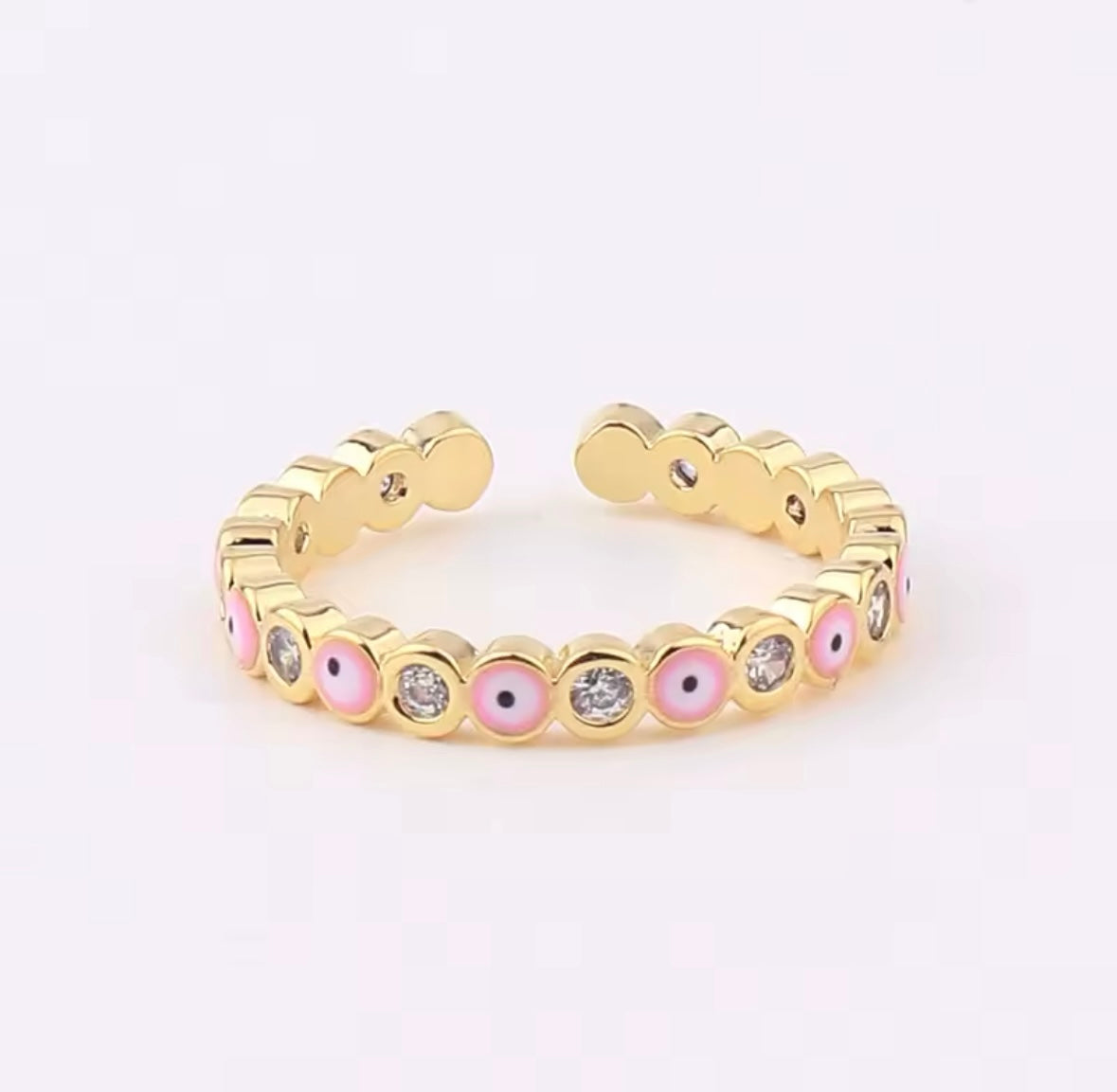 Mini Evil Eye Ring Pink (Gold or Silver Color)