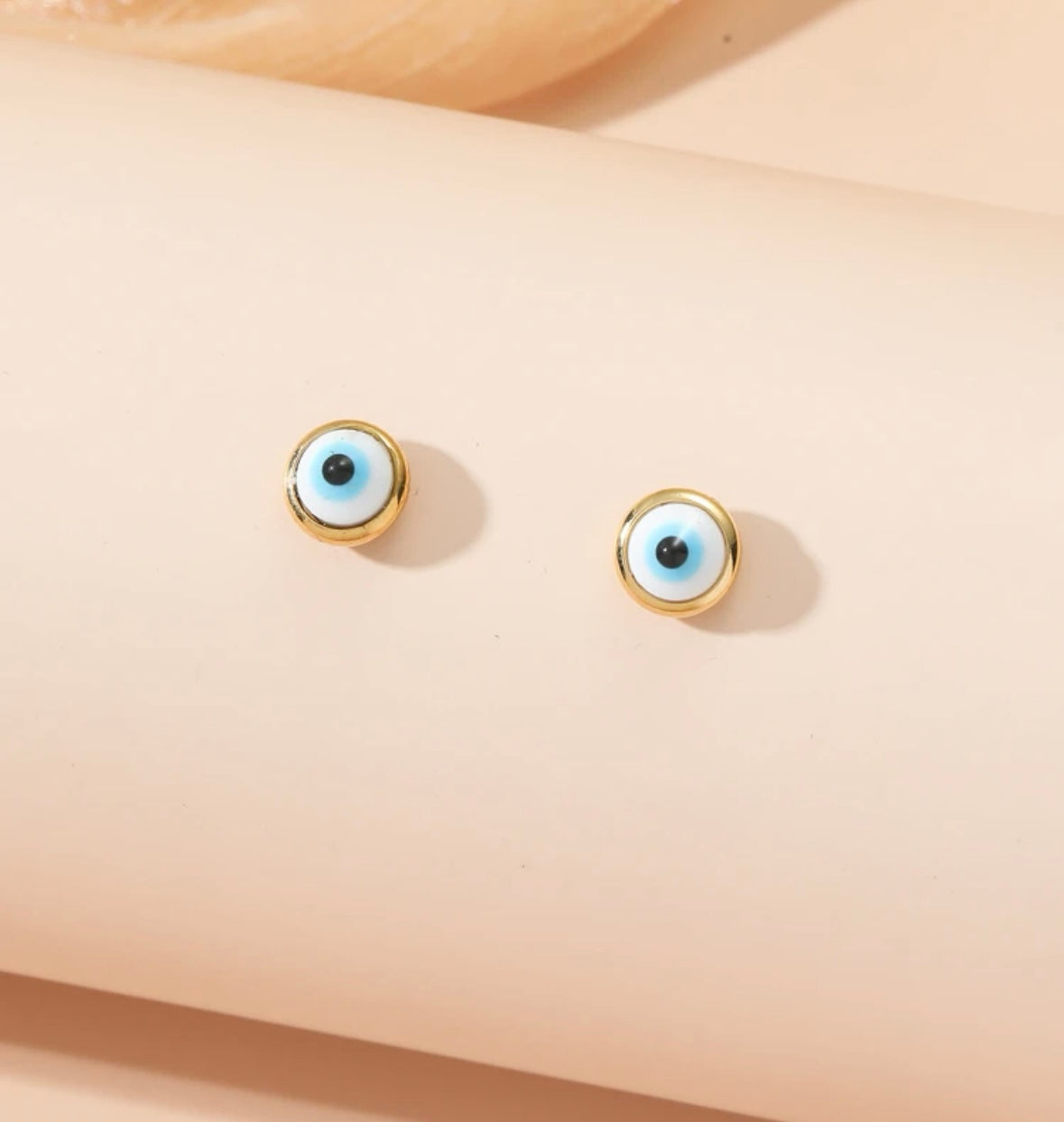 Stainless Steel White Mati Stud Earrings