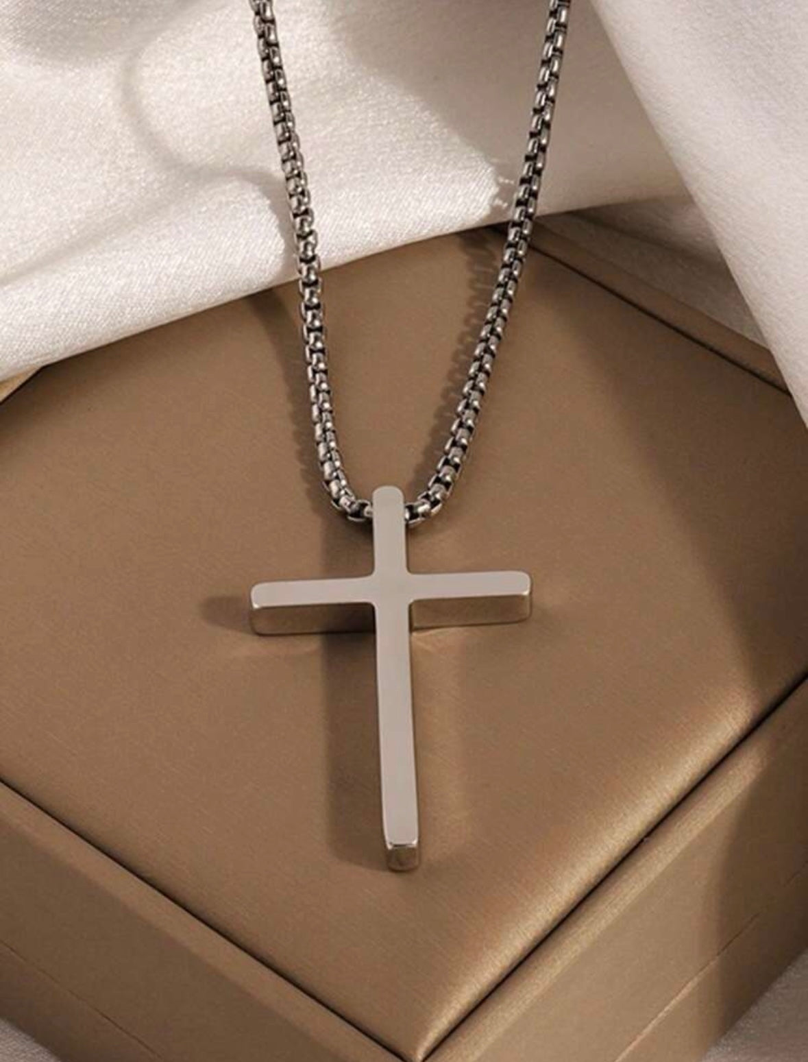 Stainless Steel Cross Necklace (Men)