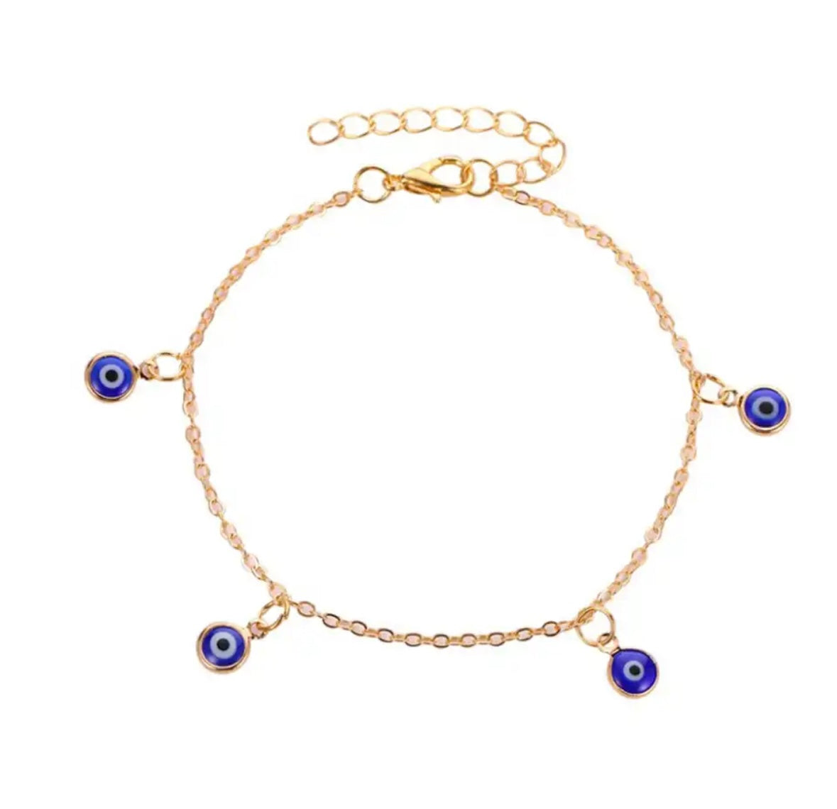 Dangling Evil Eye Charm Anklet (Gold Color)