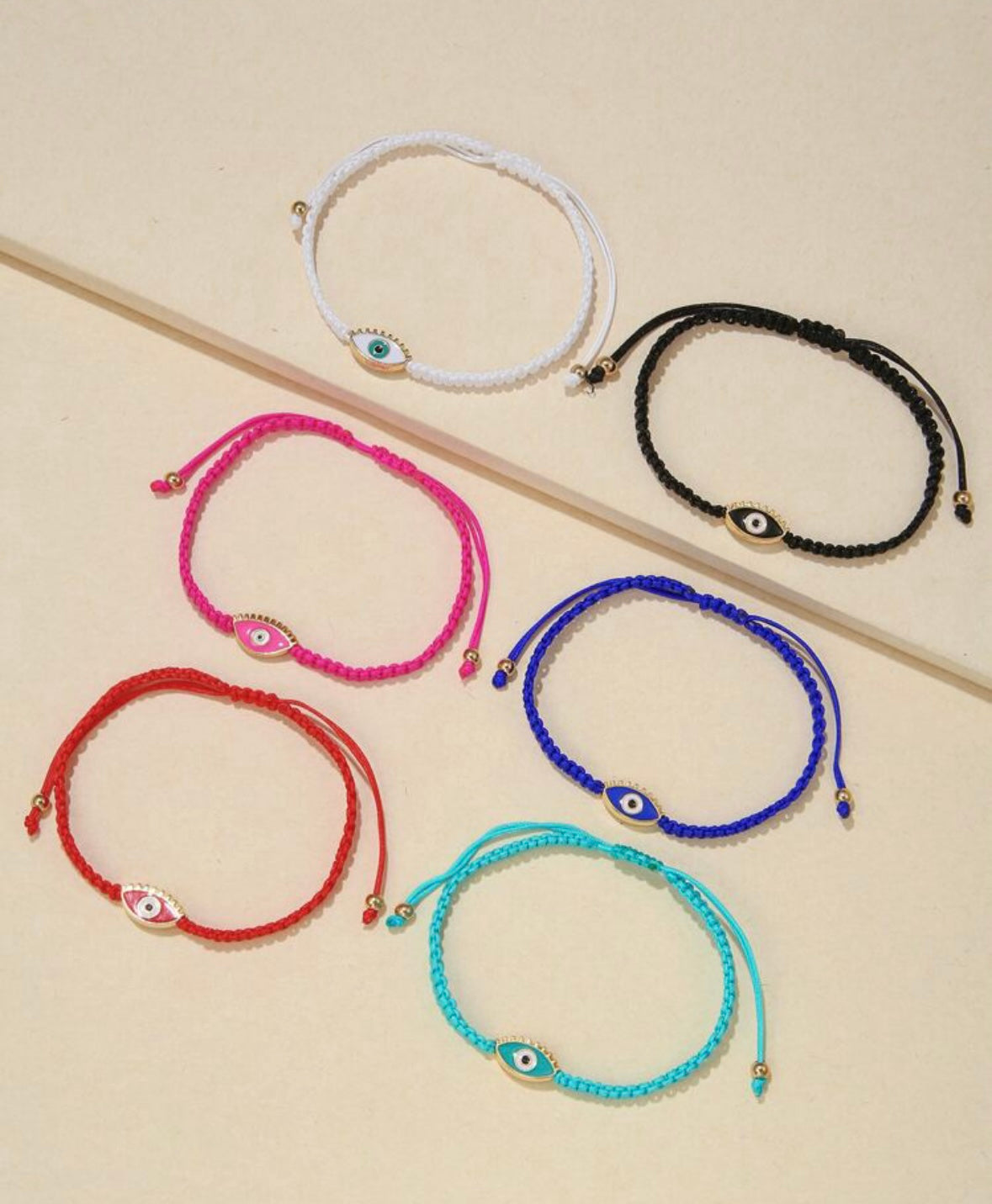 Adjustable Enamel Evil Eye Bracelet