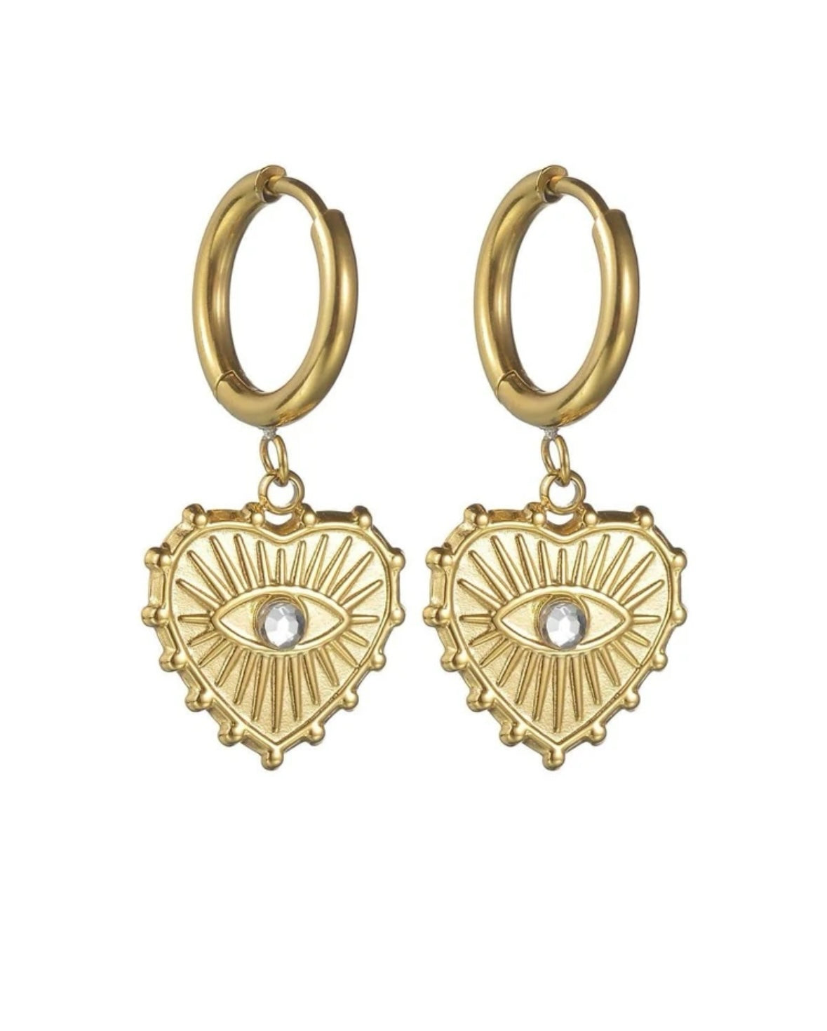 Heart Eye Huggie Earrings
