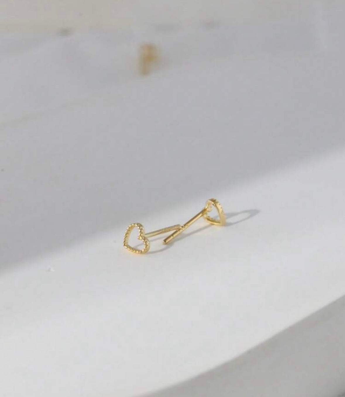 Heart 925 Stud Earrings (Gold Color)