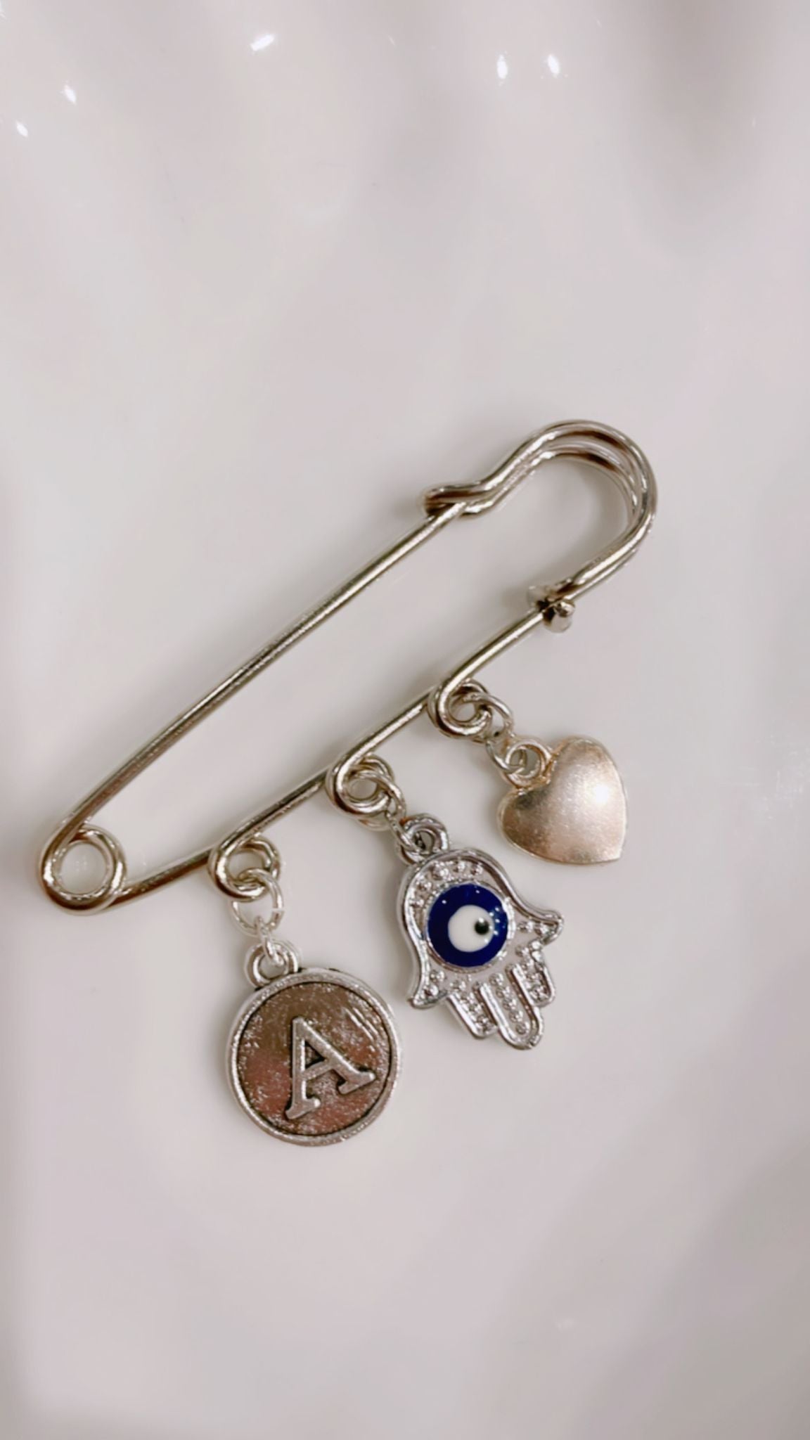 Hamsa Initial Pin (Silver)