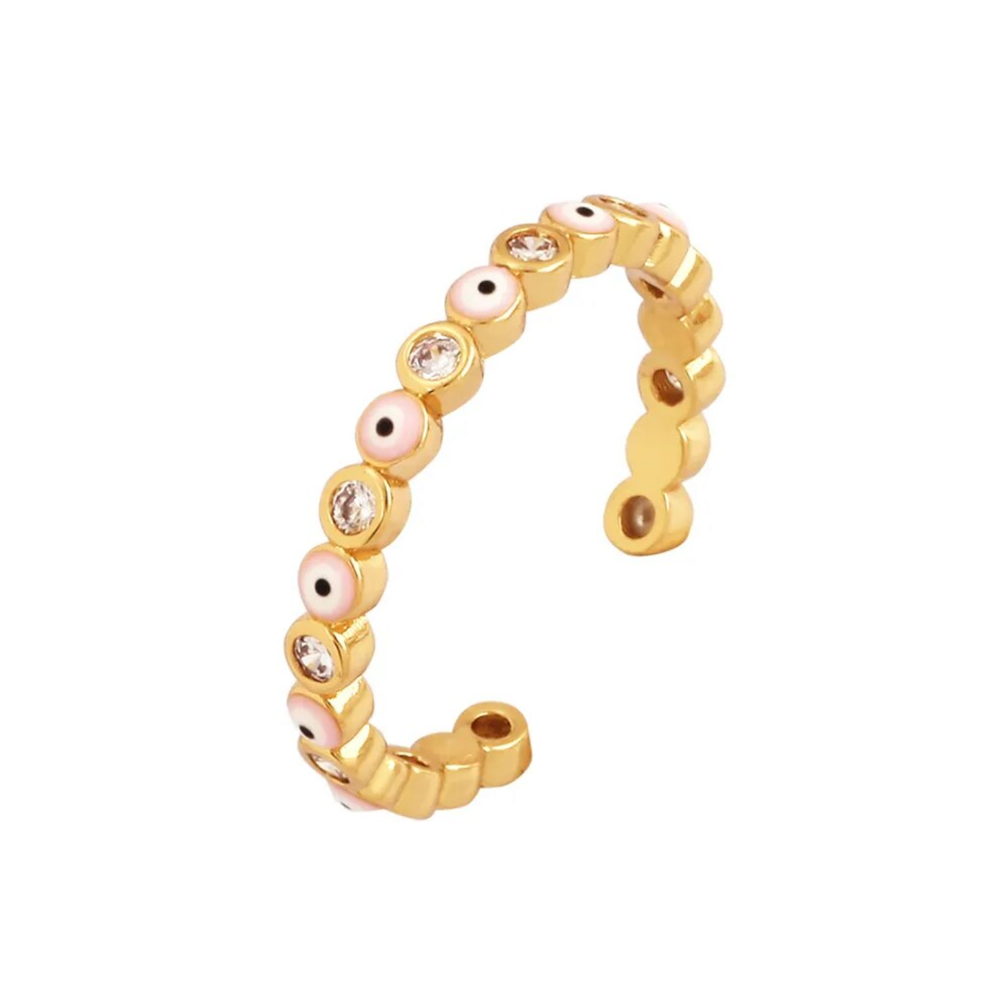 Mini Evil Eye Ring Pink (Gold or Silver Color)