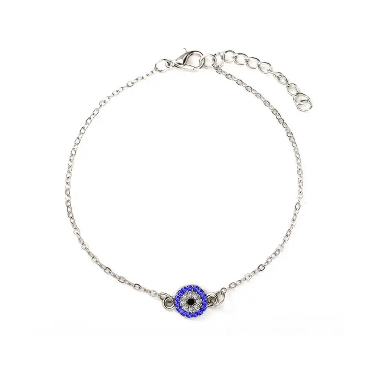 Rhinestone Evil Eye Anklet (Silver Color)