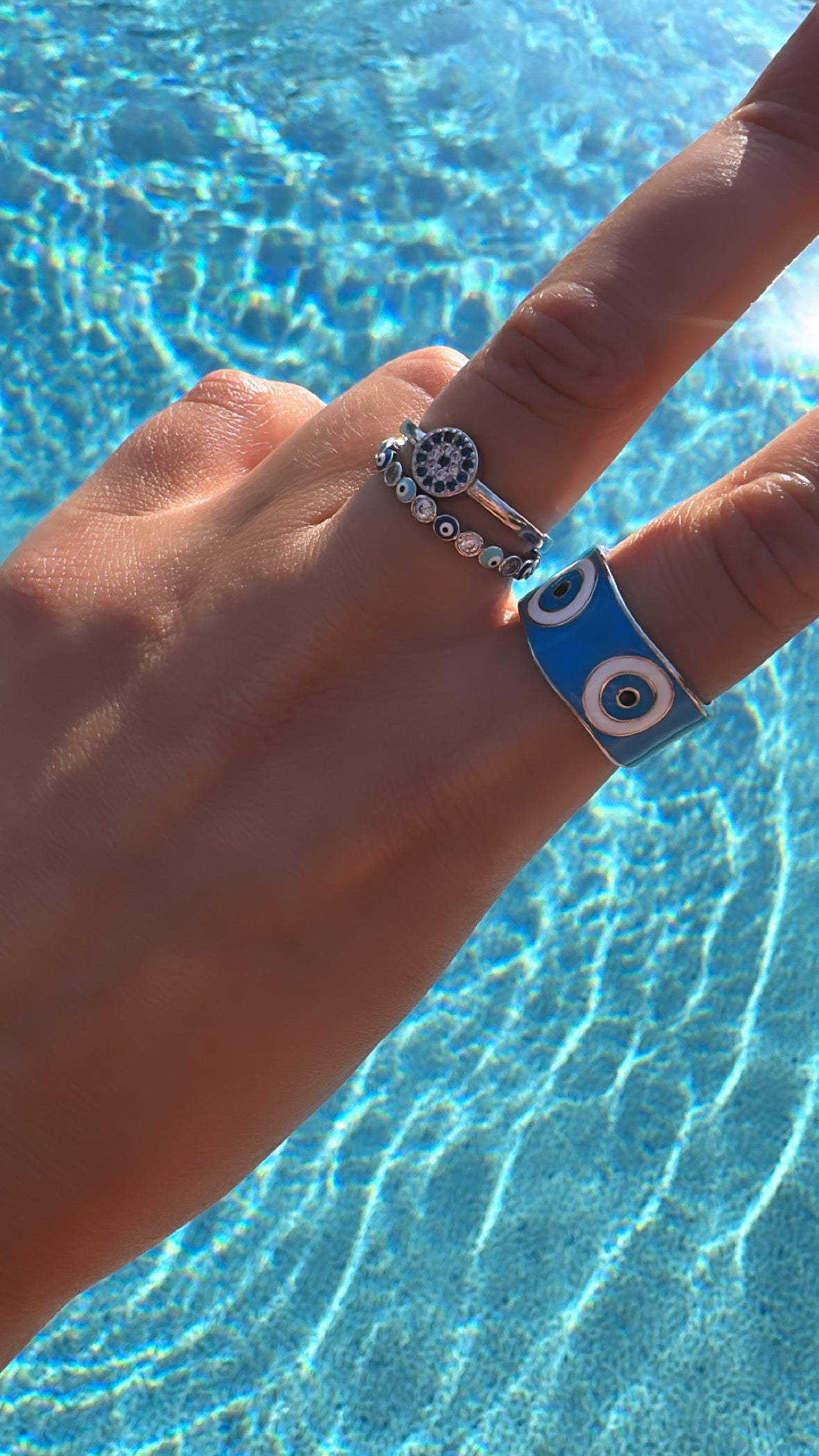 Chunky Evil Eye Ring (Silver Color)