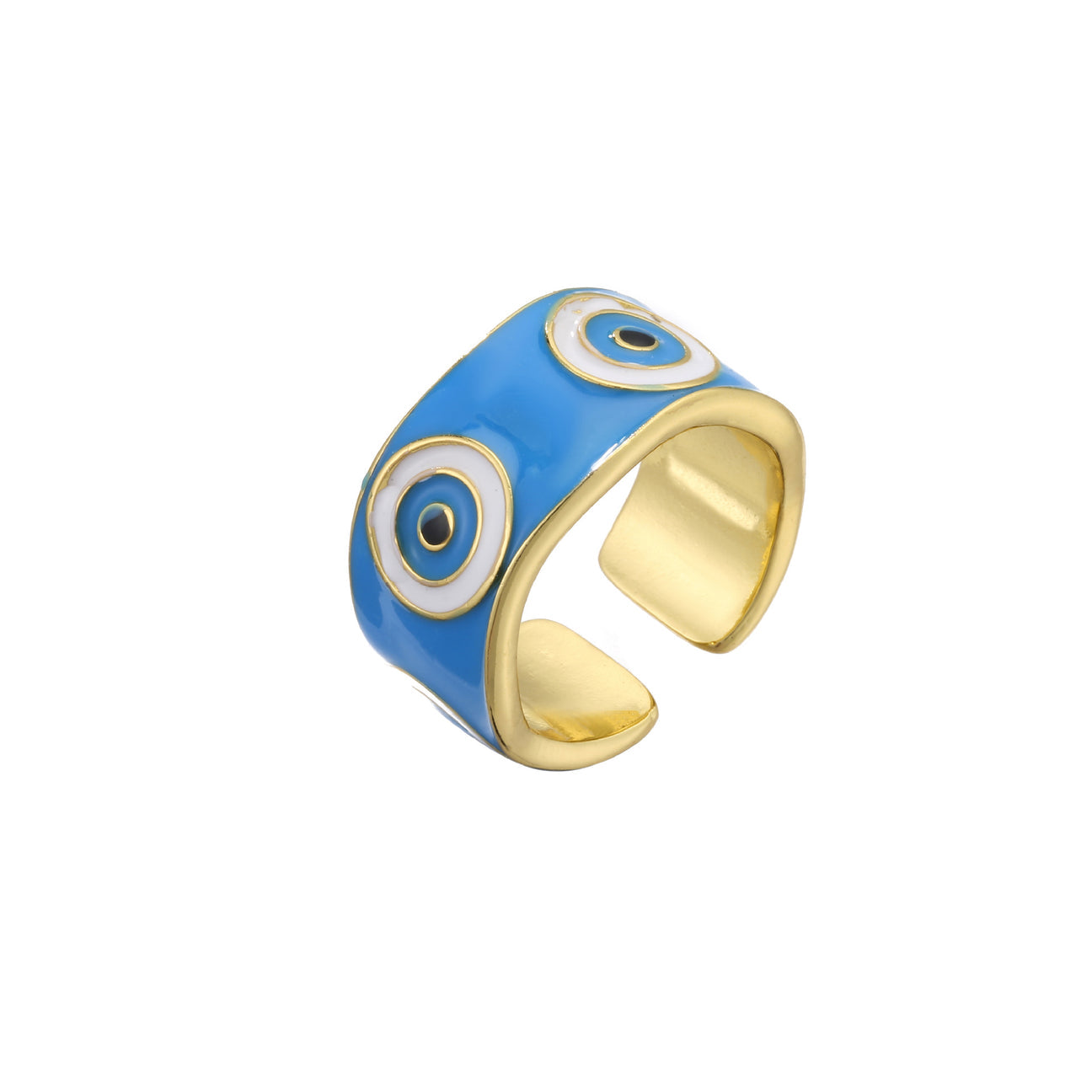 Grosse bague contre le mauvais œil (couleur or)