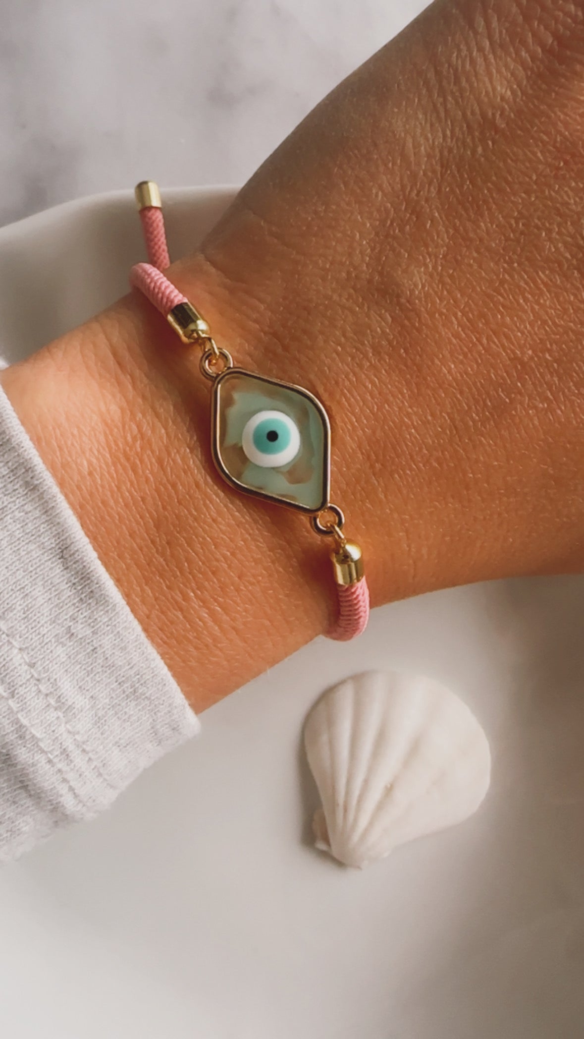 Bracelet réglable en émail mauvais œil