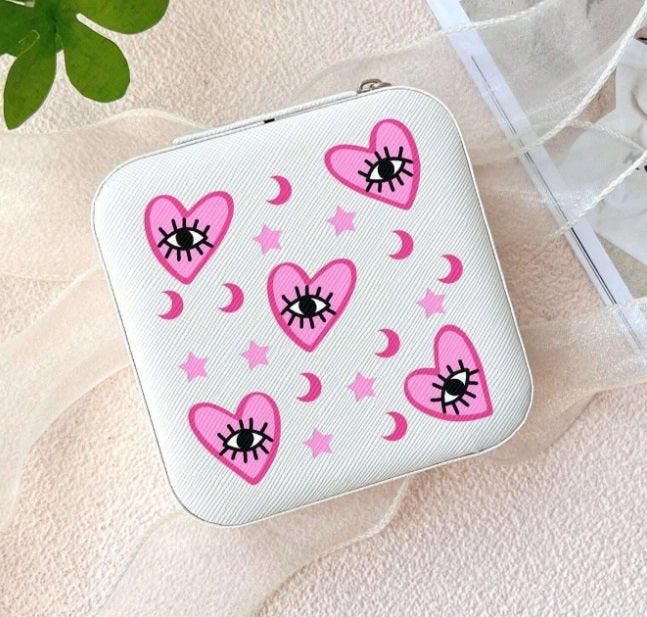 Pink Evil Eye Jewelry Case