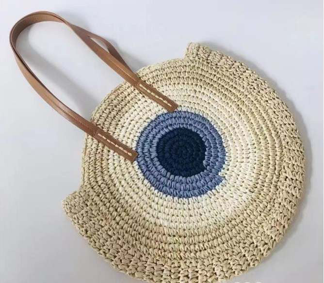 Evil Eye Shoulder Beach Bag (Cream Color)