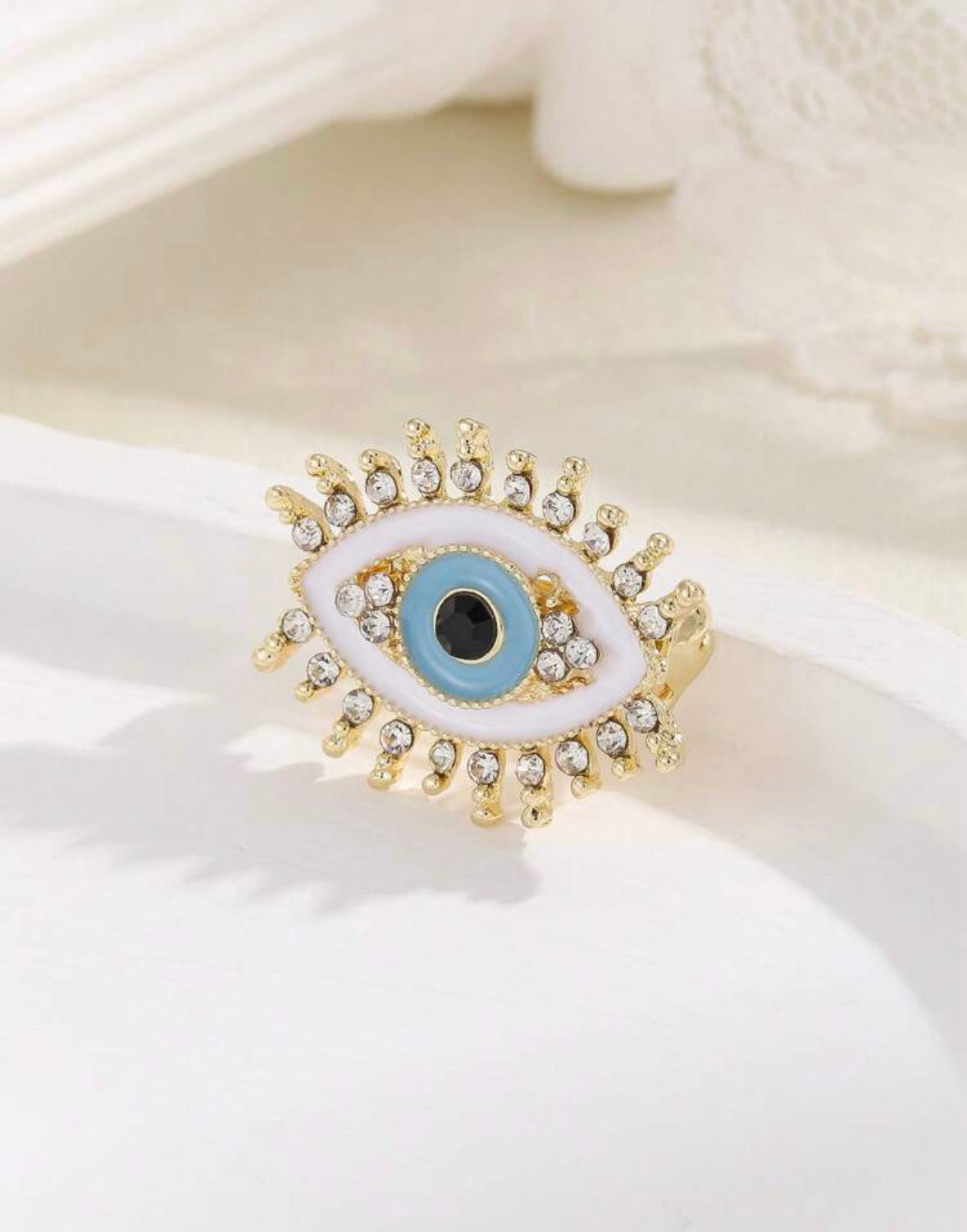 Evil Eye Rhinestone Brooch Pin