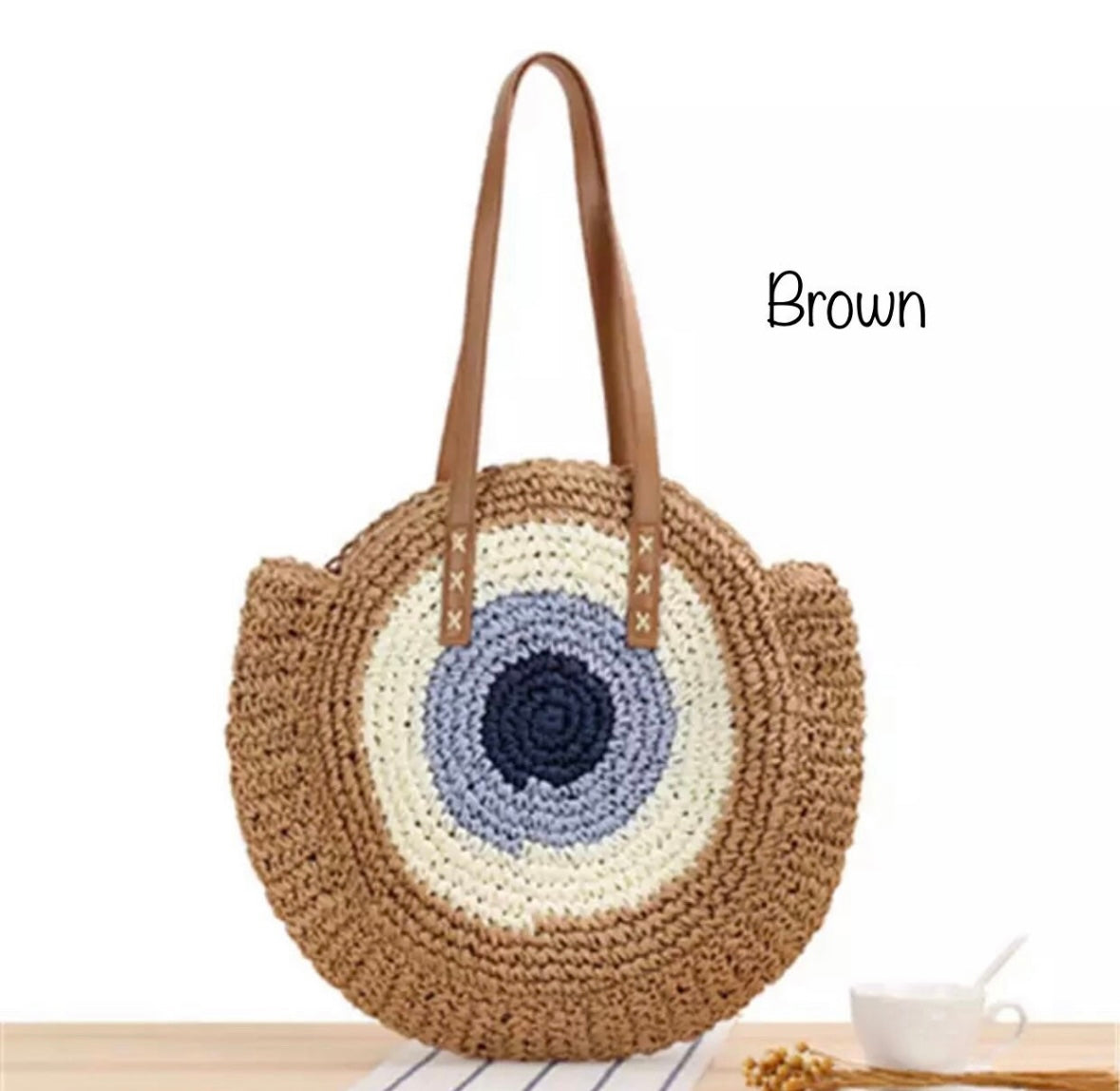 Sac de plage à bandoulière Evil Eye (couleur marron)