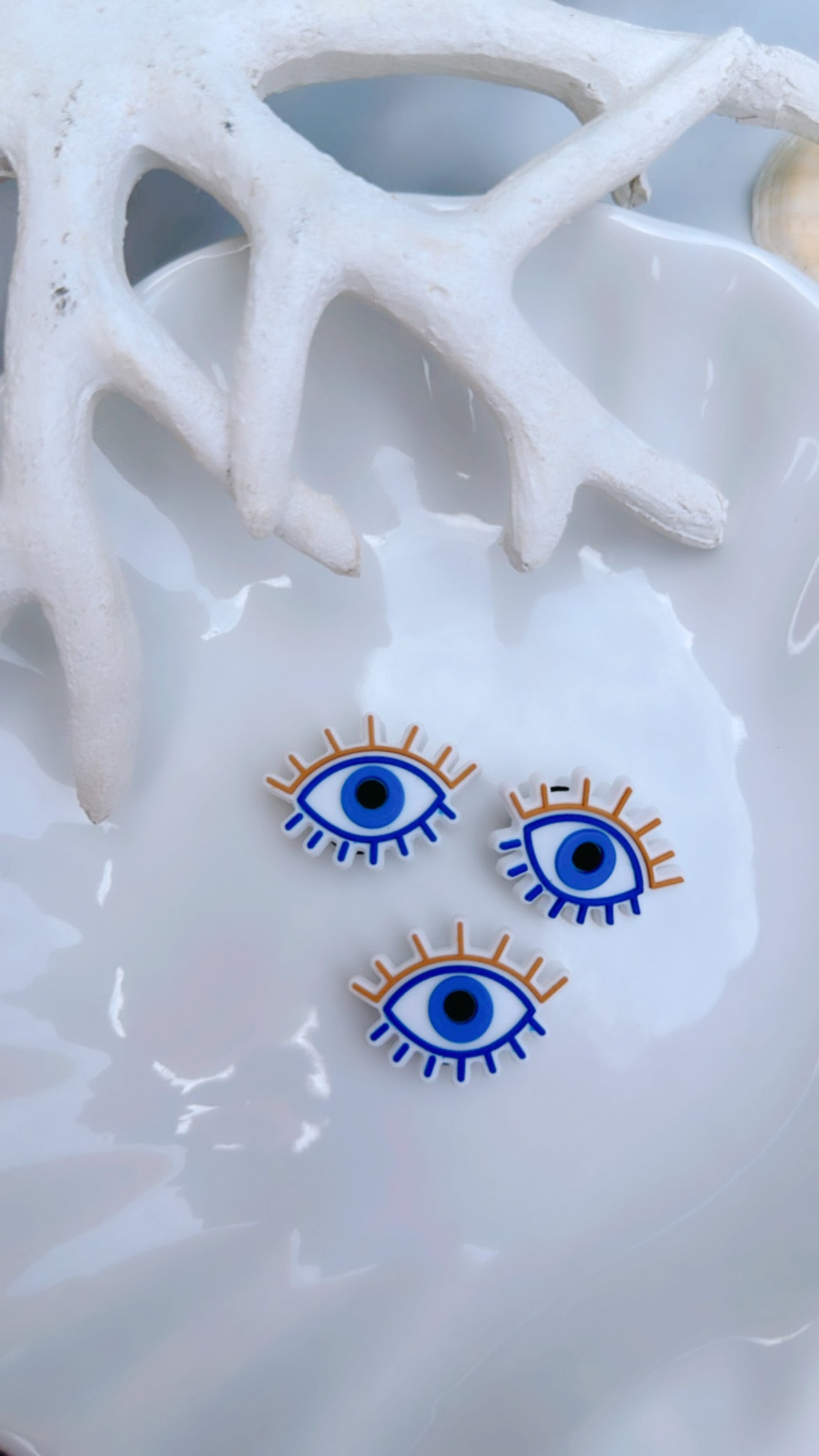 Almond Evil Eye Croc Charm