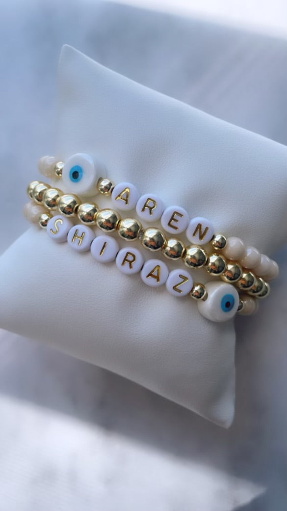 Bracelet Prénom - Femme (Perles de Verre 6mm)