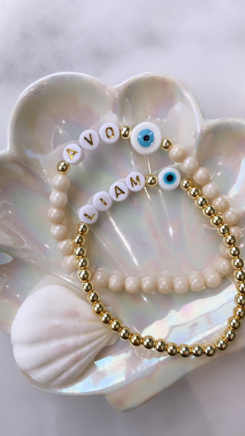 Bracelet Prénom - Femme (Perles de Verre 6mm)