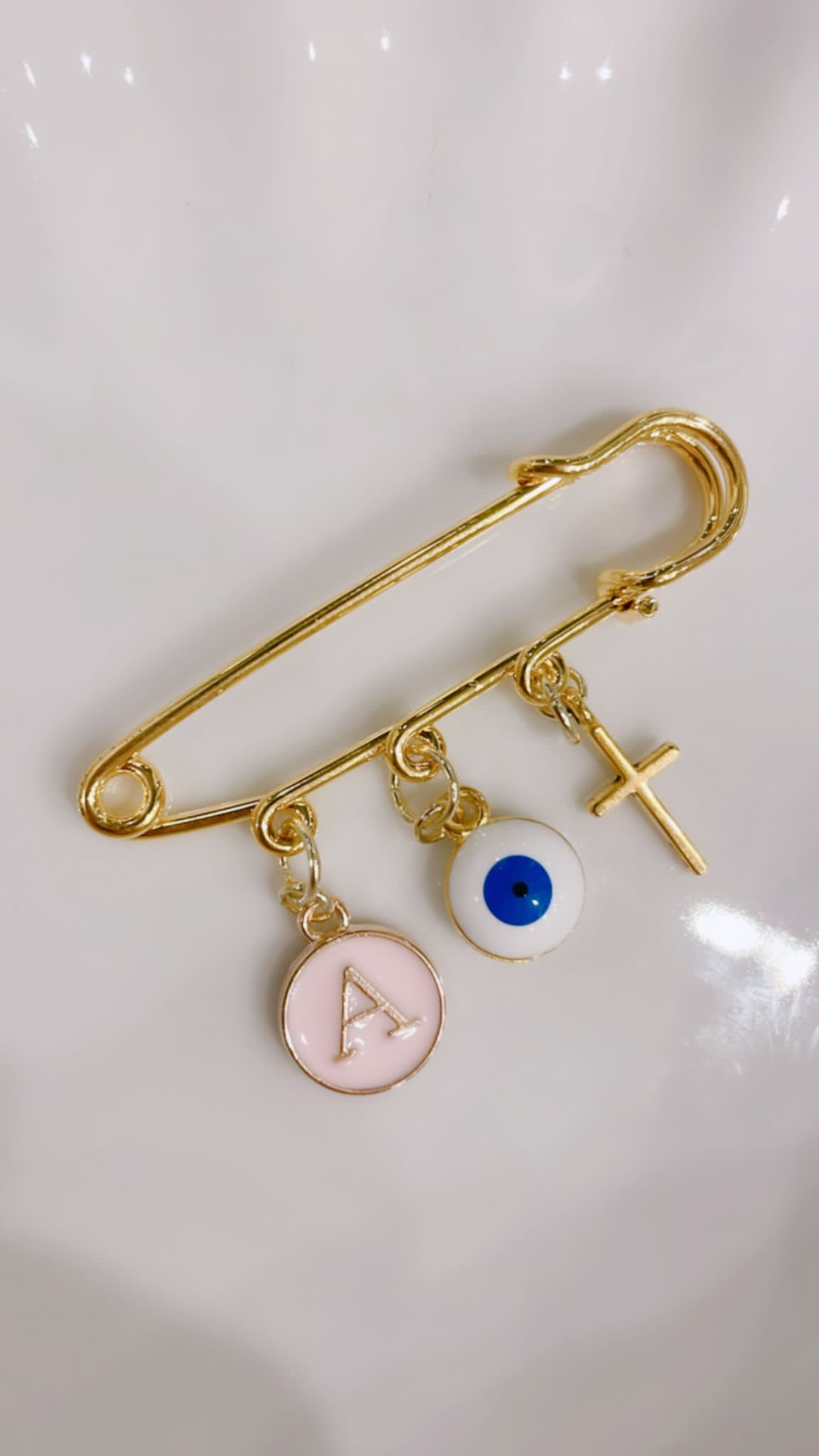 Cross + Mati Pin (Gold)
