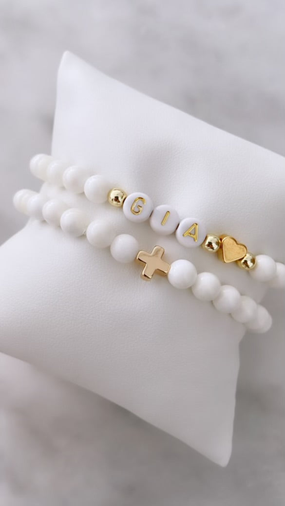 Bracelet Prénom - Femme (Perles de Verre 6mm)