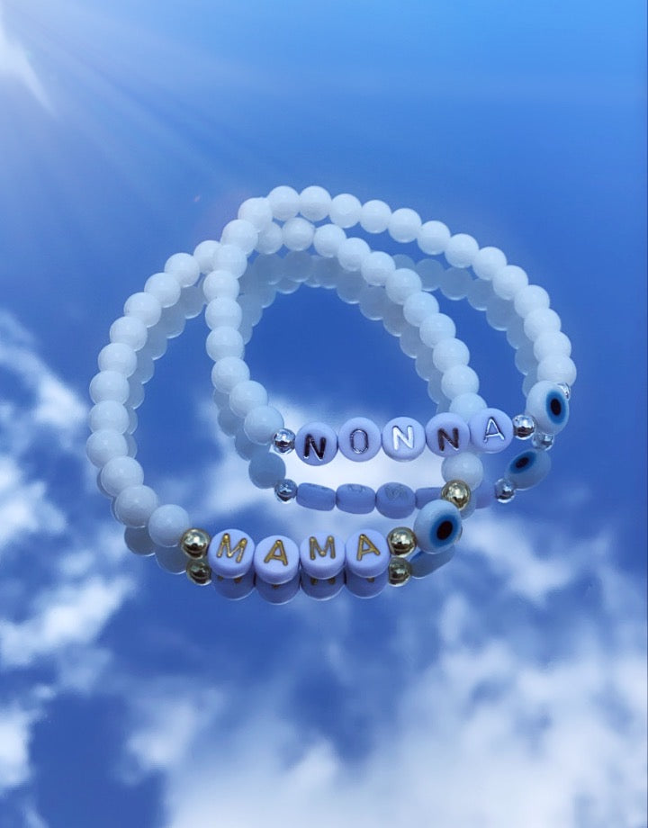 Bracelet Prénom - Femme (Perles de Verre 6mm)