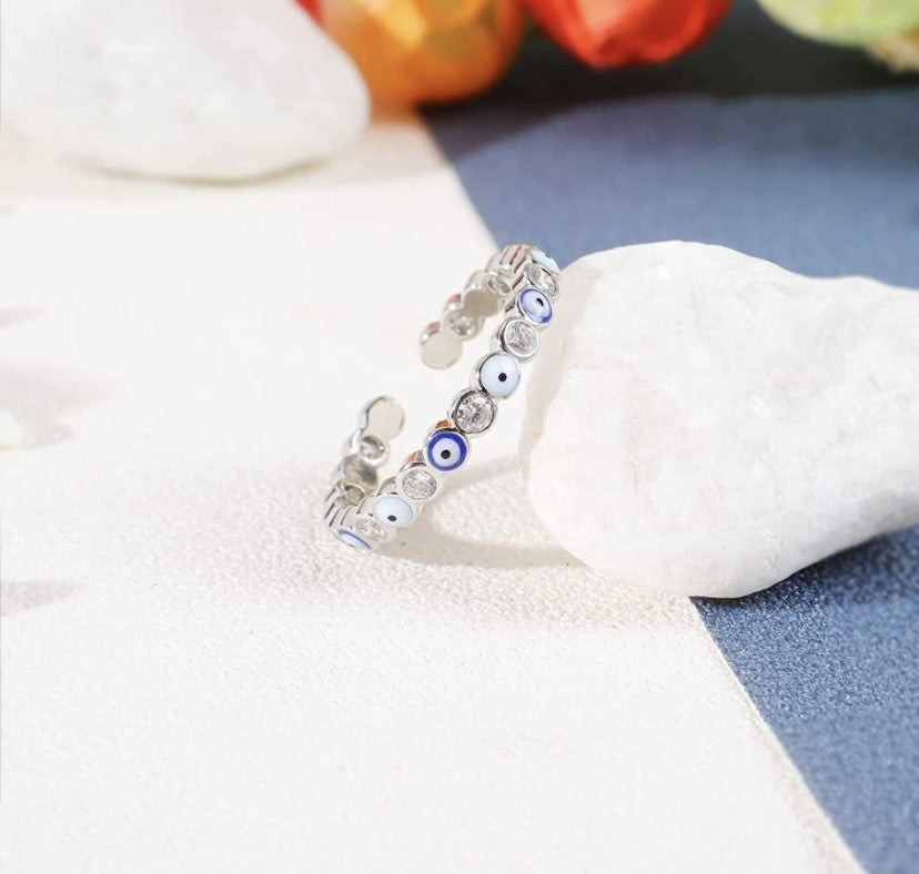 Mini Evil Eye Ring (Silver Color)