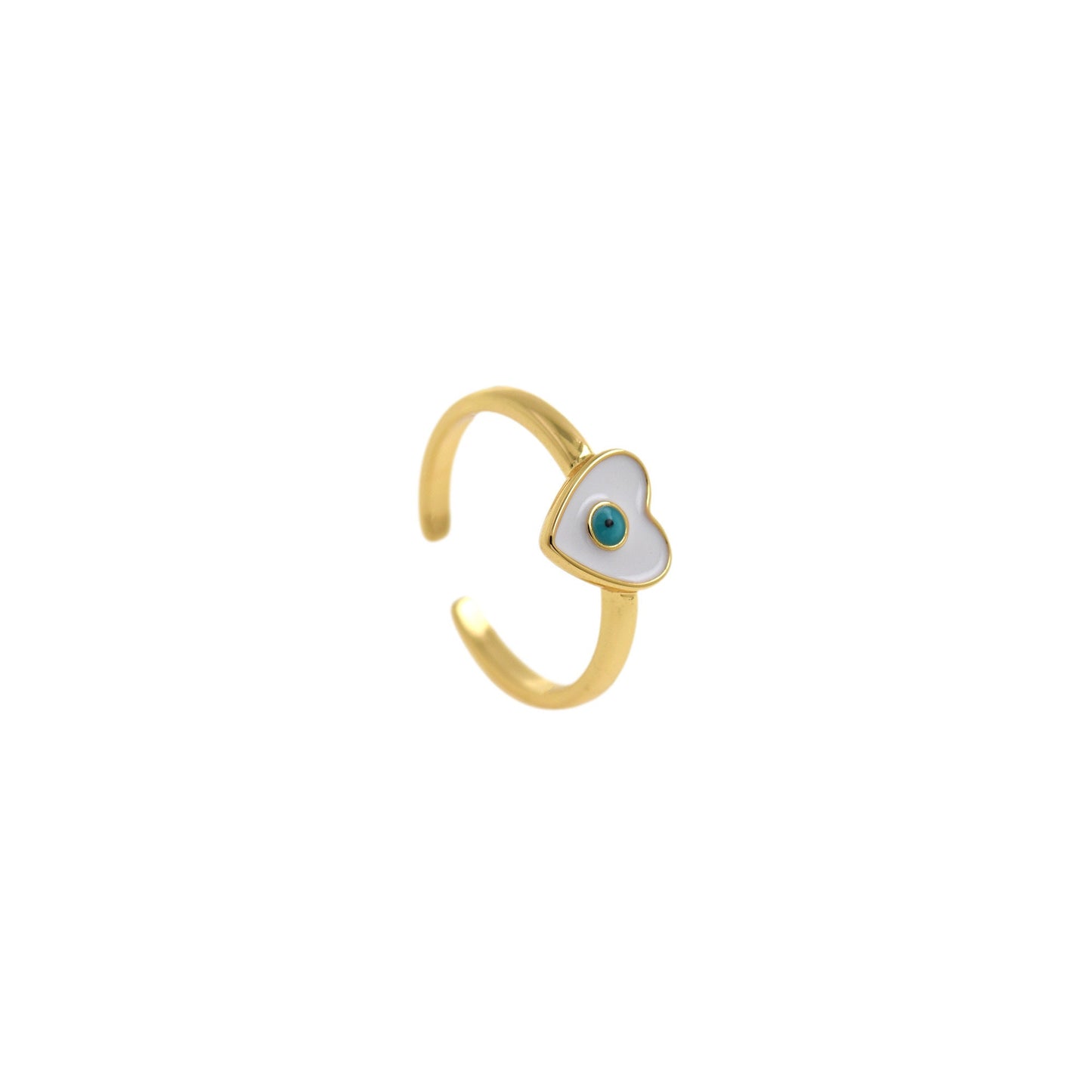Evil Eye Heart Ring (White Heart)