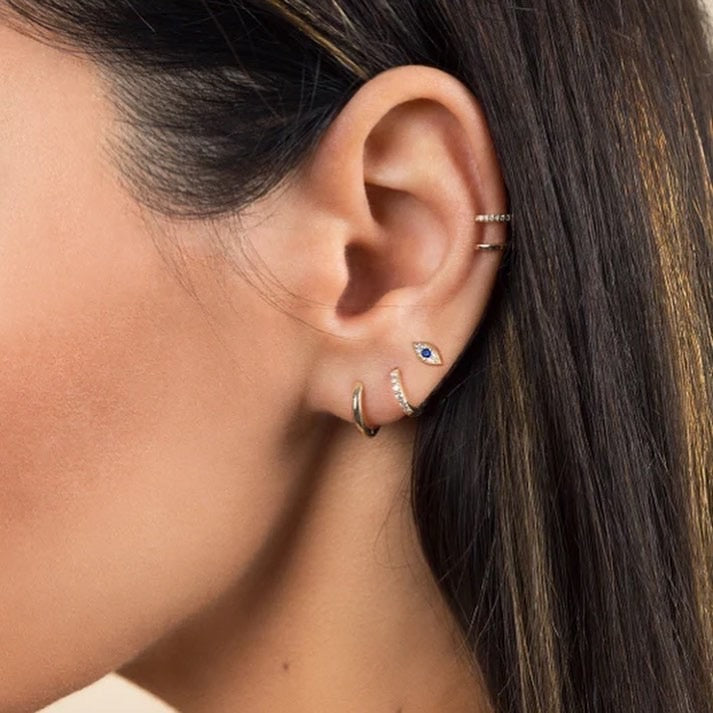 Evil Eye Almond Shape 925 Earrings (Gold Color)