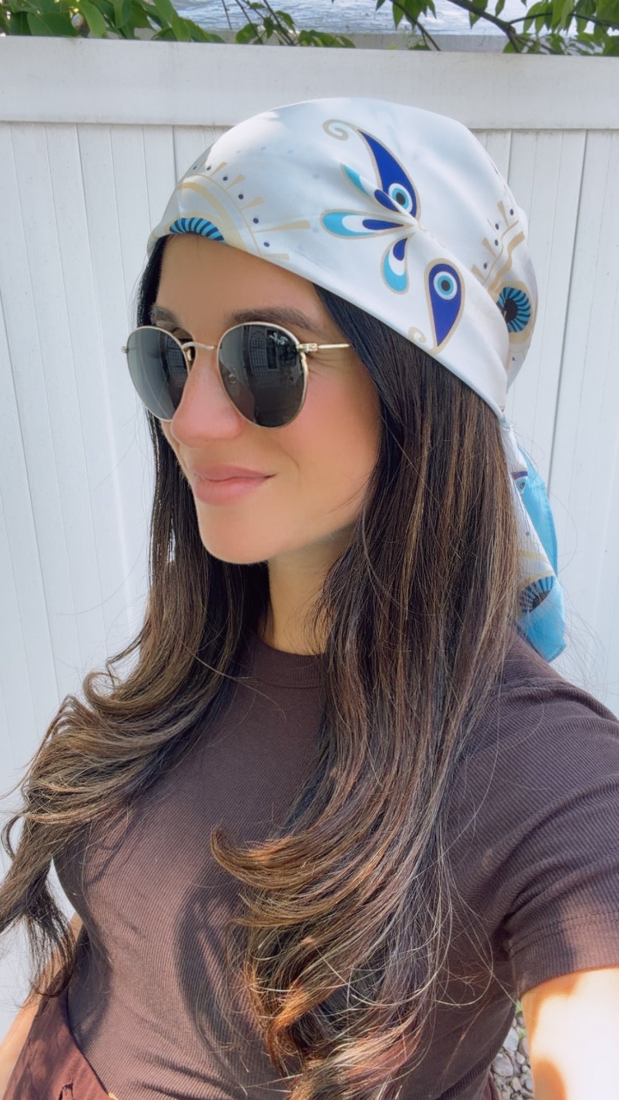 Silk Evil Eye Mati Scarf / Hair Wrap