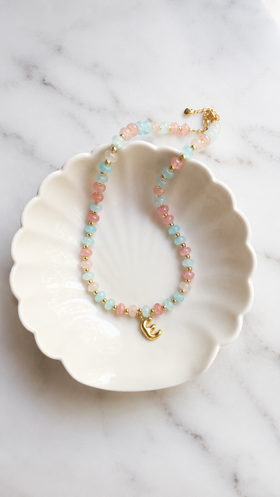 Pastel Rondelle Initial Necklace