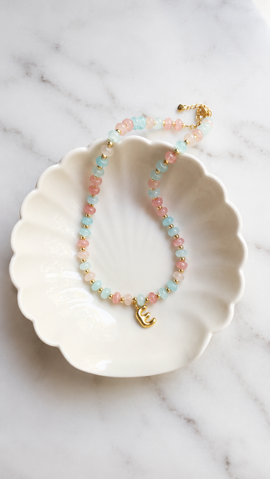 Pastel Rondelle Initial Necklace