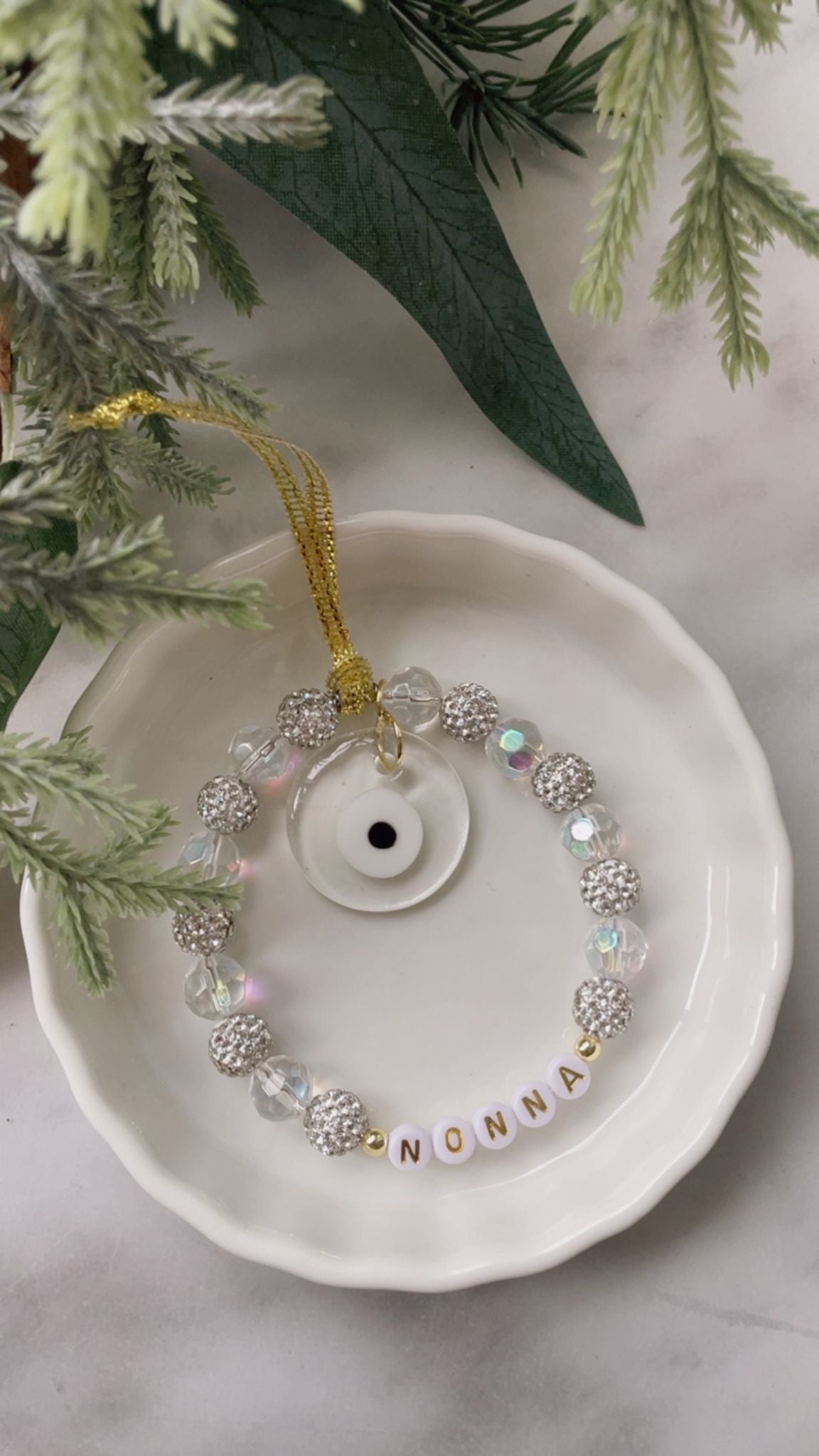 Crystal Beaded Evil Eye Handmade Ornament