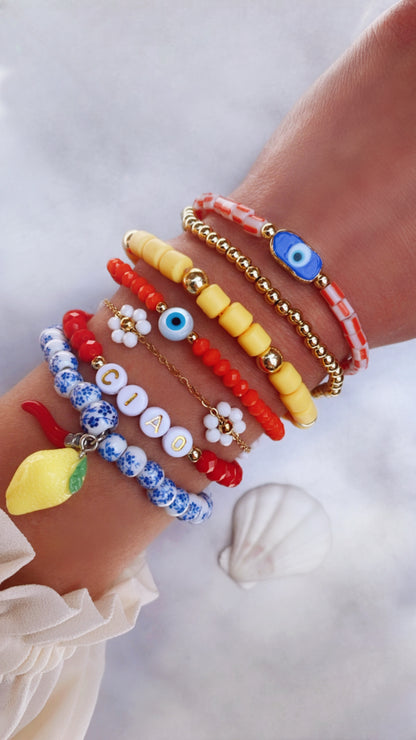 Bracelet Prénom - Femme (Perles de Verre 6mm)
