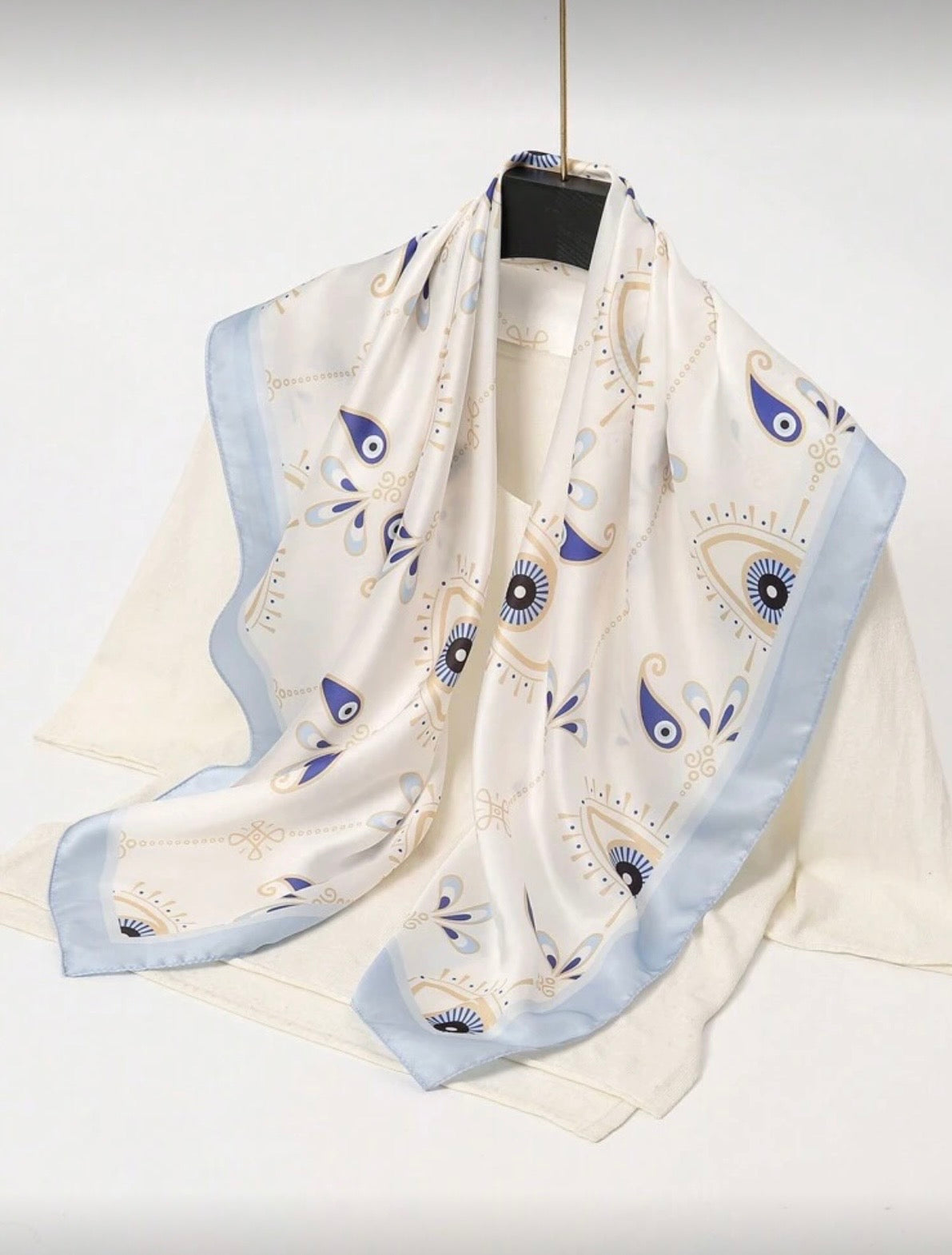 Silk Evil Eye Mati Scarf / Hair Wrap