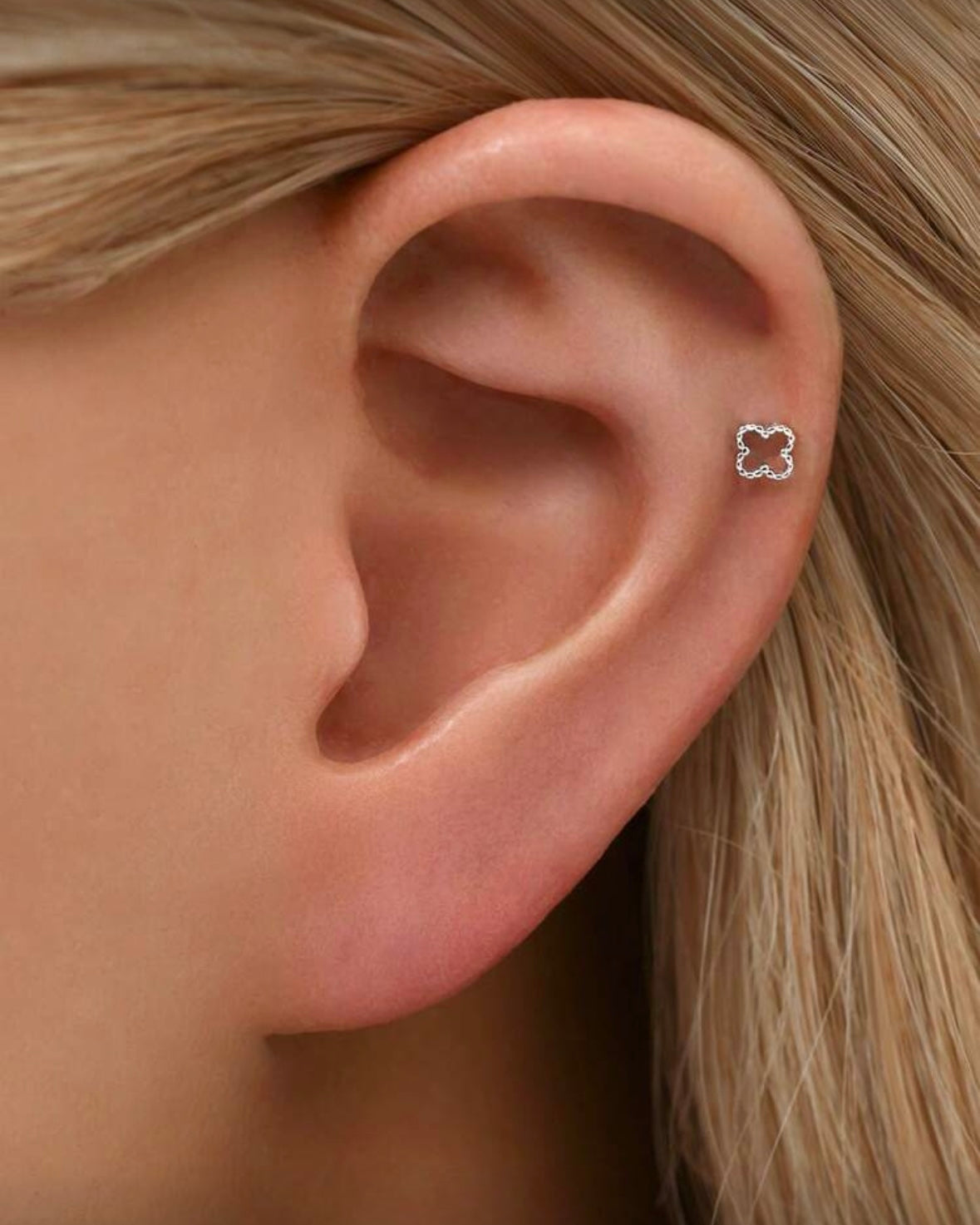 Boucles d'oreilles à tige trèfle 925 (couleur argent)