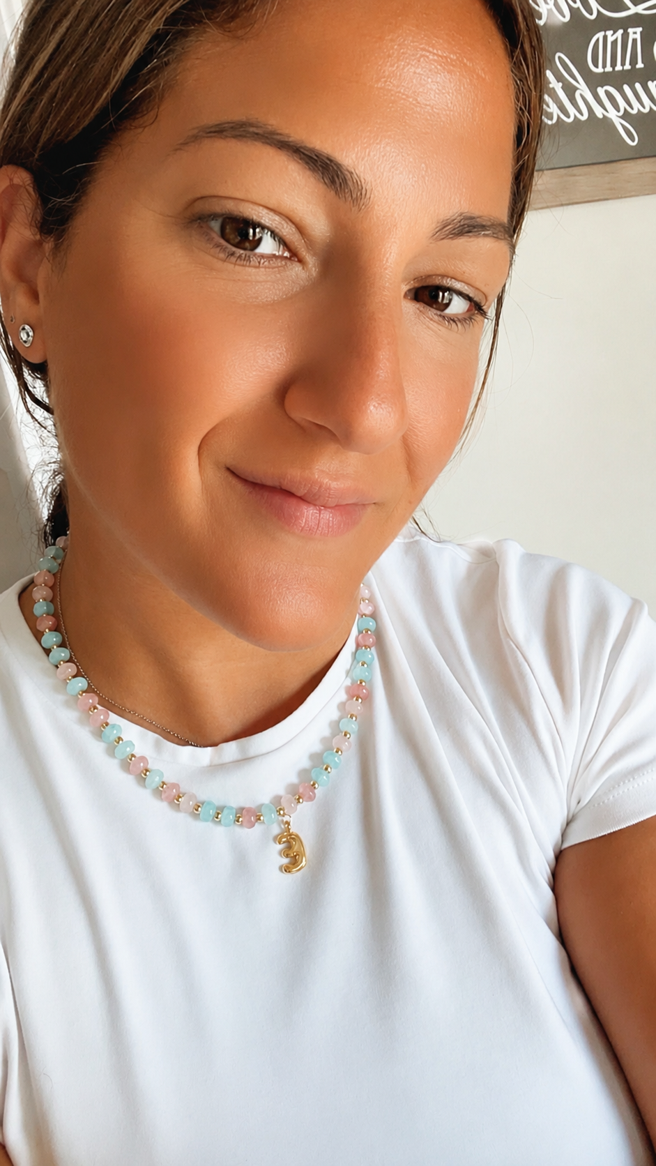 Pastel Rondelle Initial Necklace