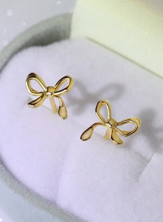 Bow Stud Earrings (Gold)