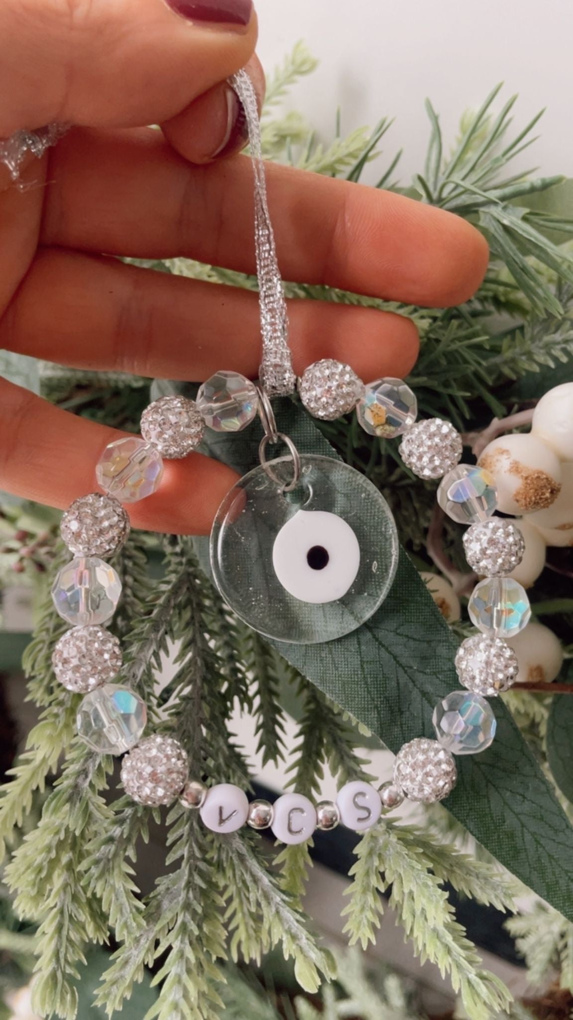 Crystal Beaded Evil Eye Handmade Ornament