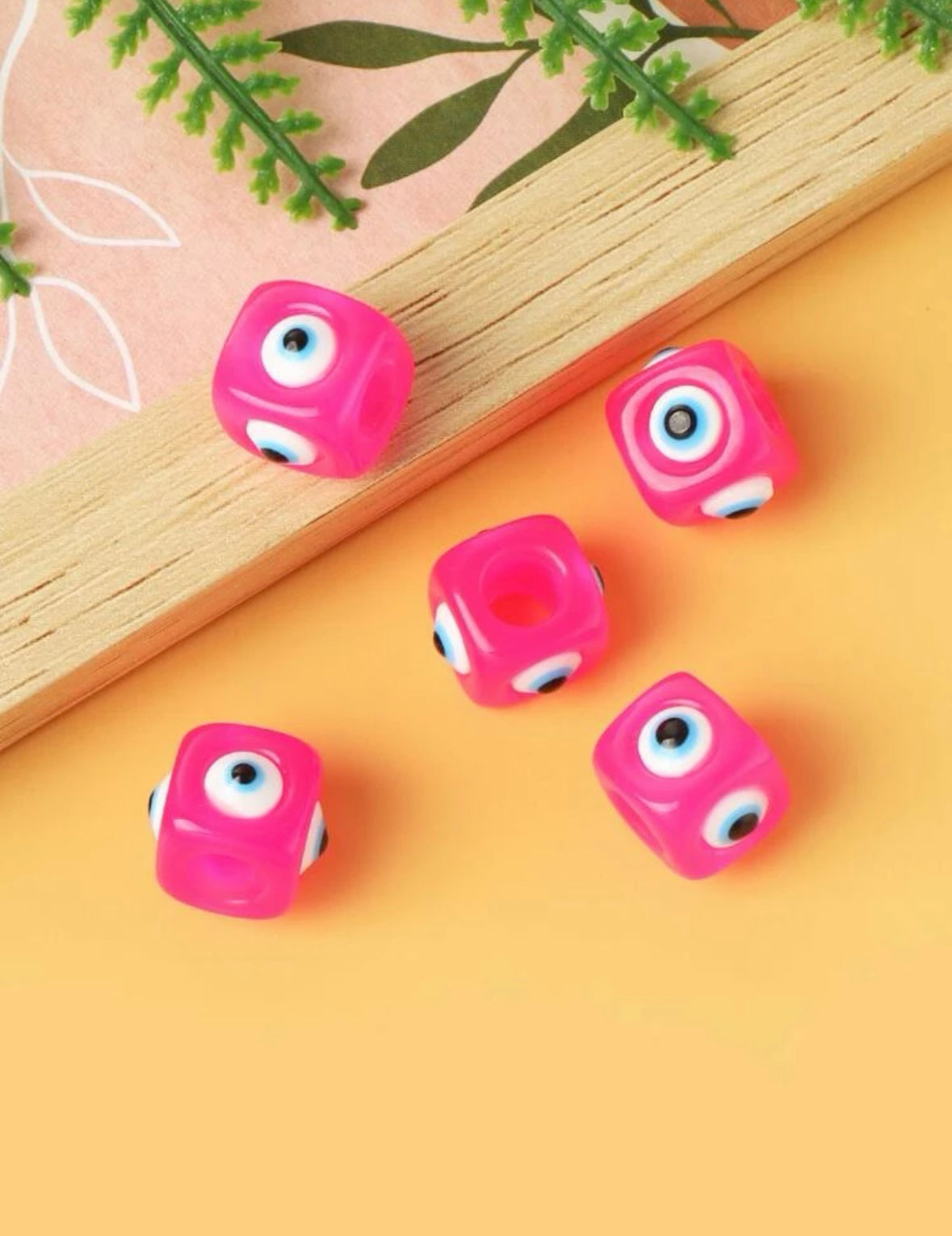 Hot Pink Cubed Mati Bead