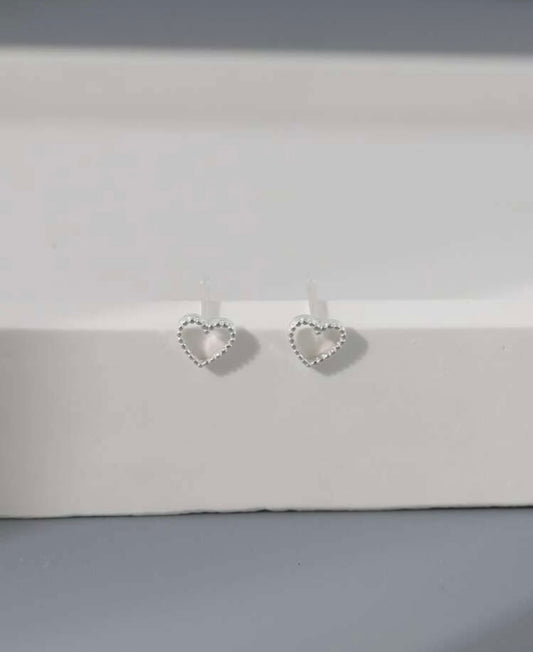 Heart 925 Stud Earrings (Silver Color)