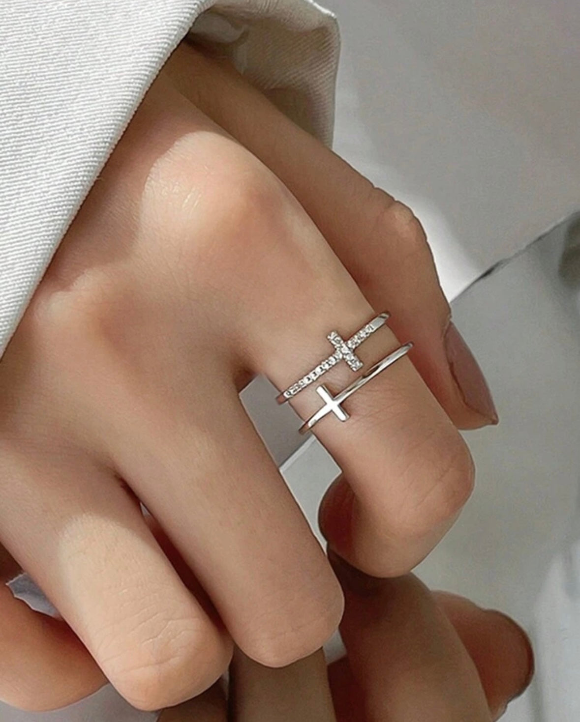 Double Cross Ring (Silver)