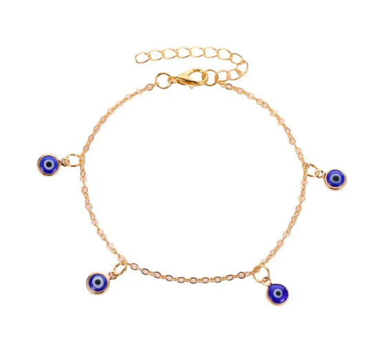 Bracelet de cheville à breloque mauvais œil pendant (couleur or)