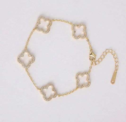Glitz Clover Chain Bracelet (Gold)